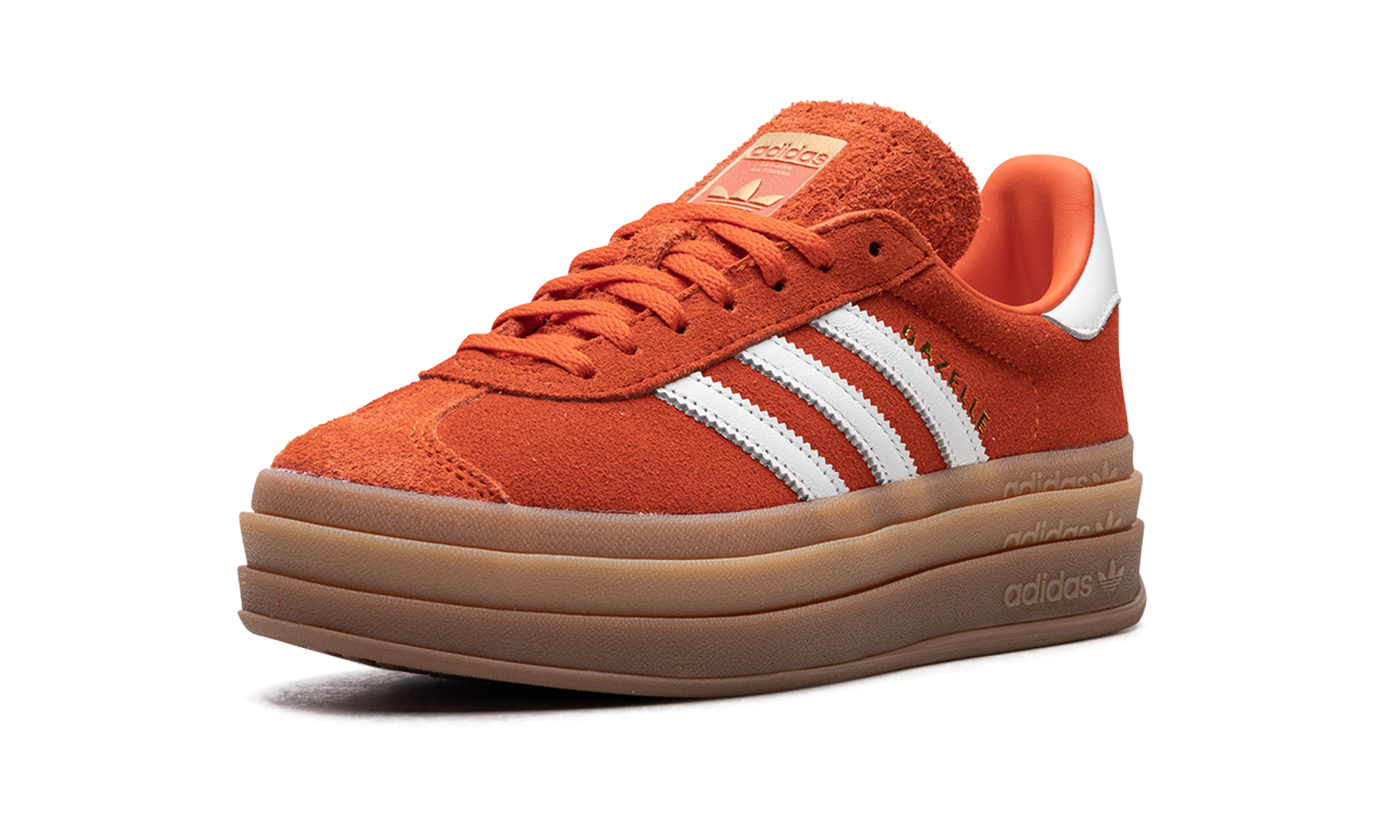 adidas gazelle bold collegiate orange gum women s+IG8672+left diagnol single view