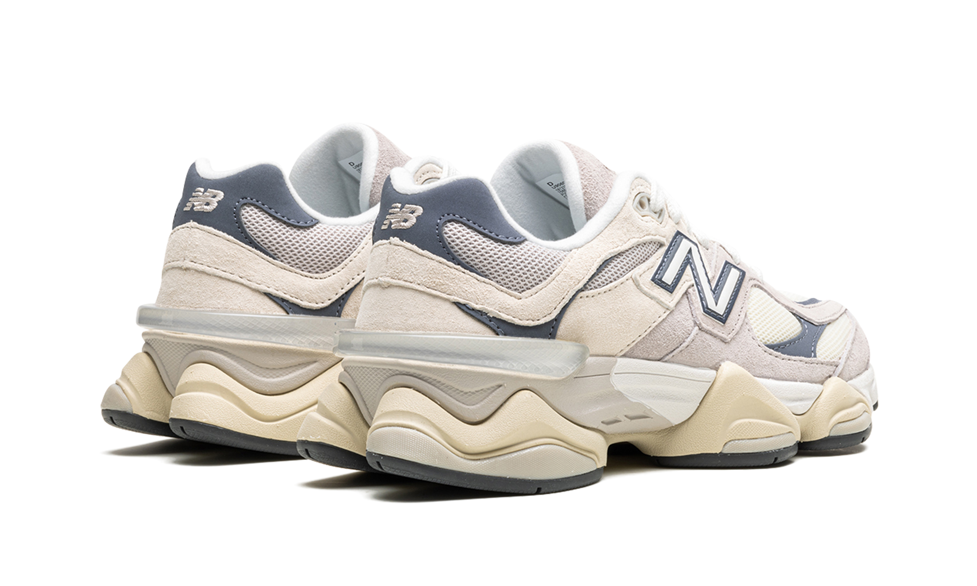 new balance 9060 moonrock linen+U9060EEB+diagnol right behind view