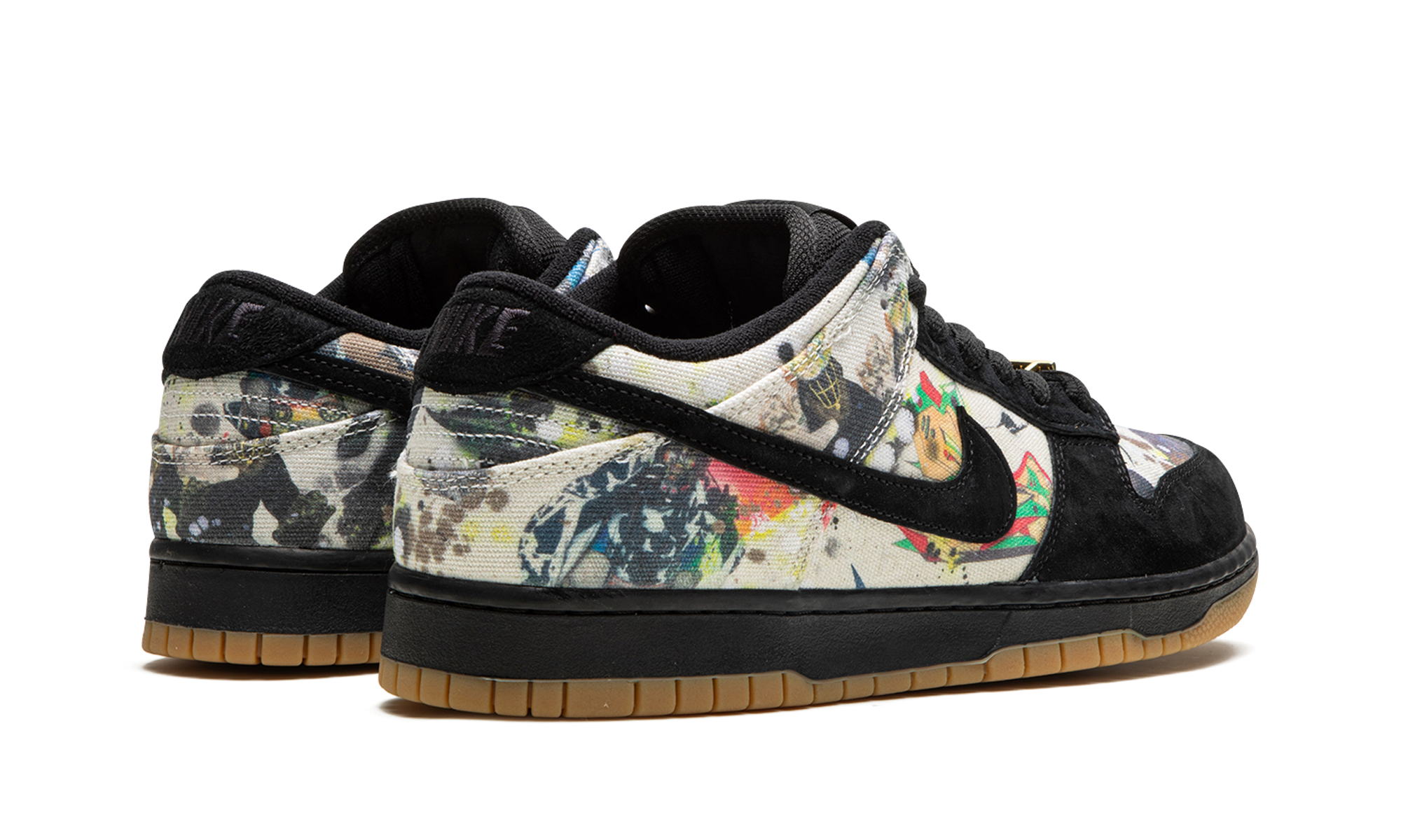 nike sb dunk low supreme rammellzee+FD8778-001+diagnol right behind view