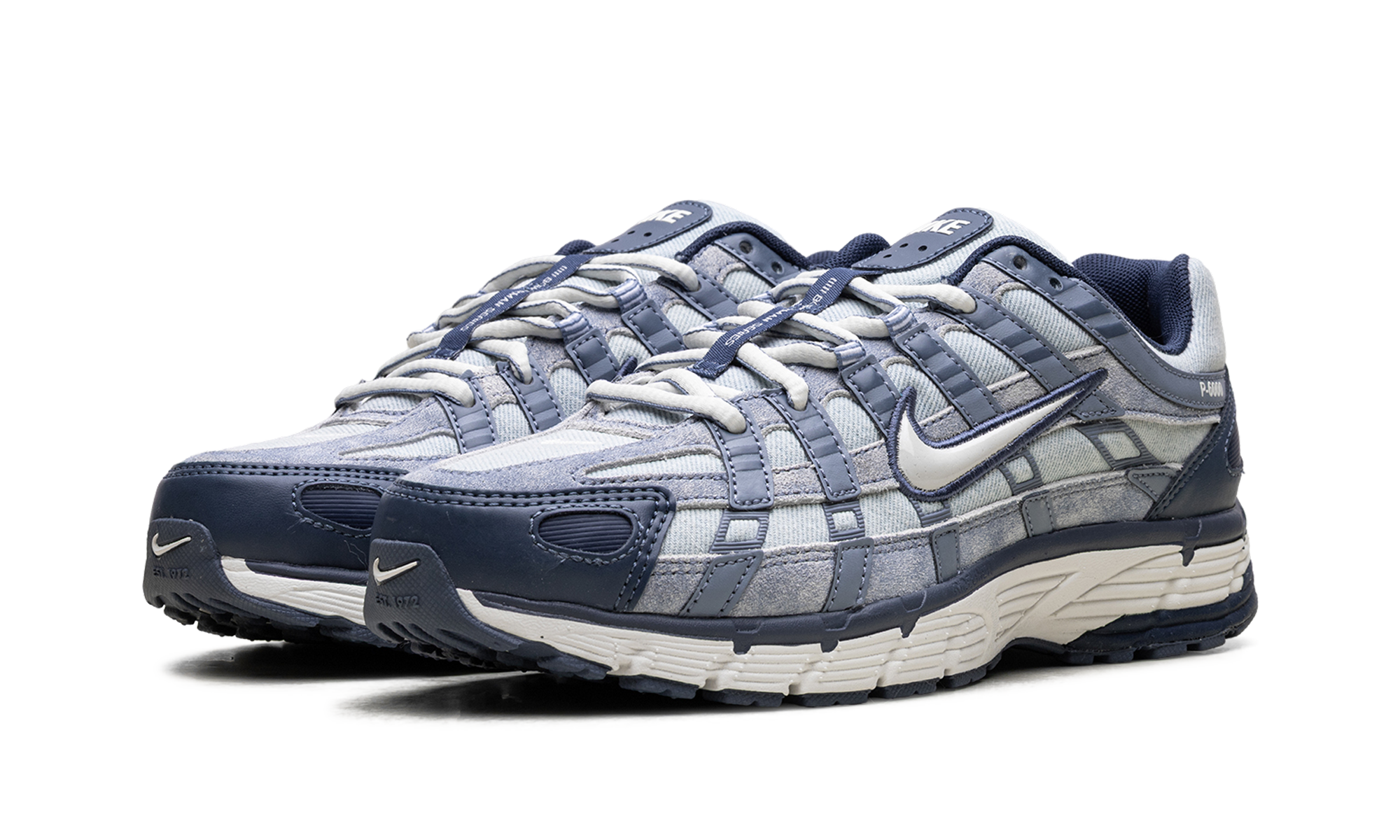 nike p 6000 se worn blue denim+IH3646-499+diagnol left view