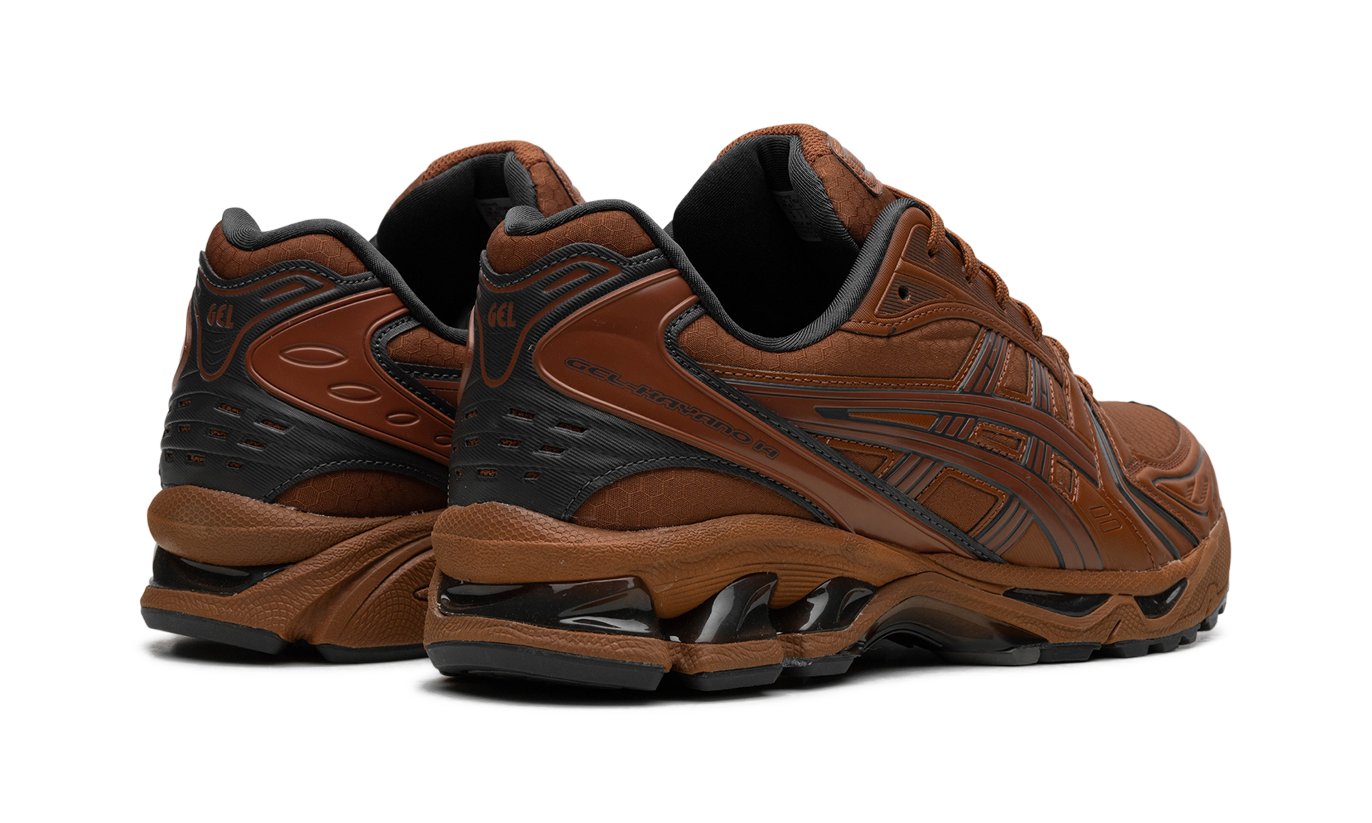 asics gel kayano 14 earthenware pack rusty brown+1203A412-200+diagnol right behind view