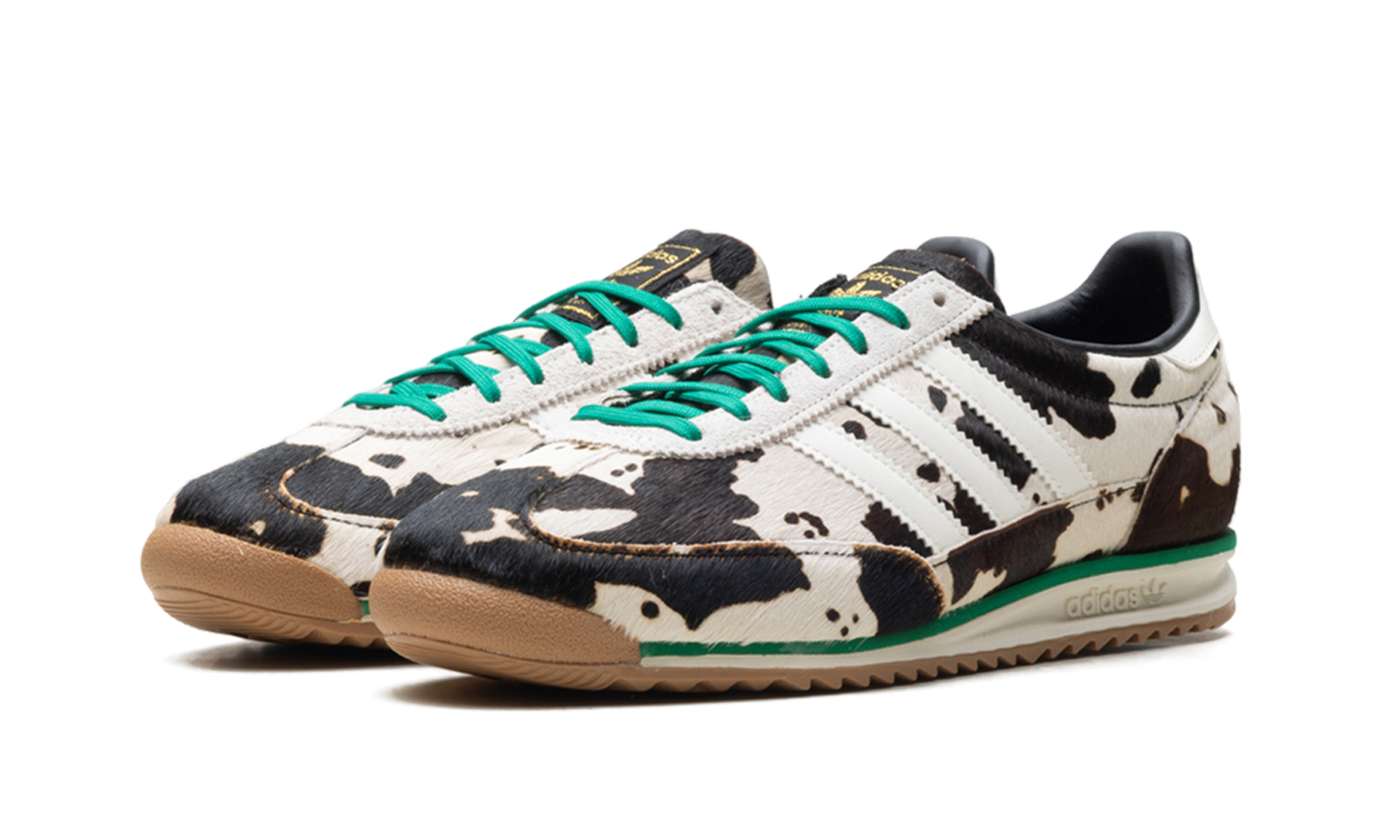 adidas sl 72 og cow print black white women s+JR1639+diagnol left view
