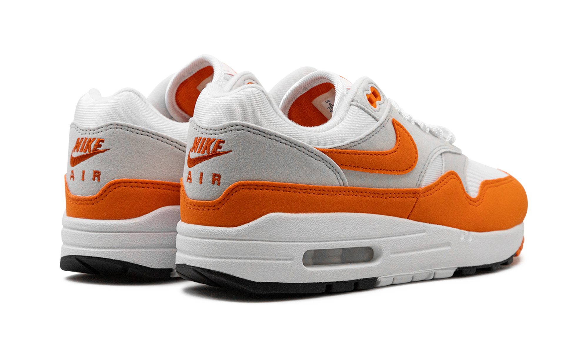 nike air max 1 87 safety orange women s+DZ2628-002+diagnol right behind view