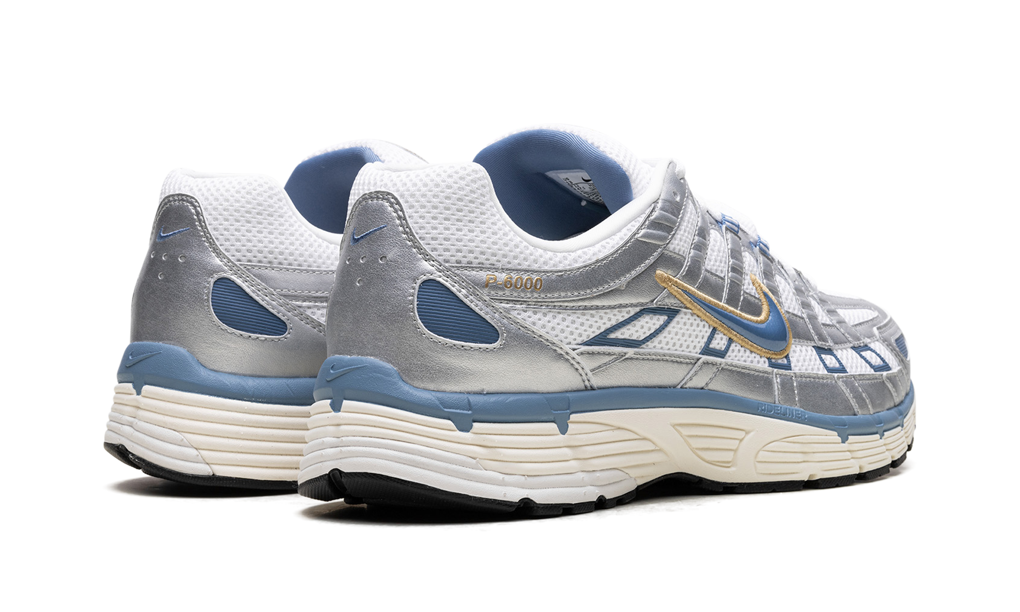 nike p 6000 metallic silver aegean storm+HJ7246-100+diagnol right behind view