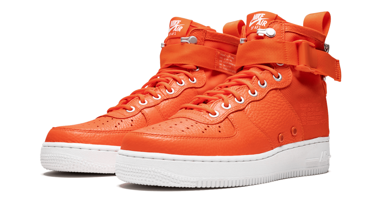 nike sf air force 1 mid team orange+917753-800+diagnol left view