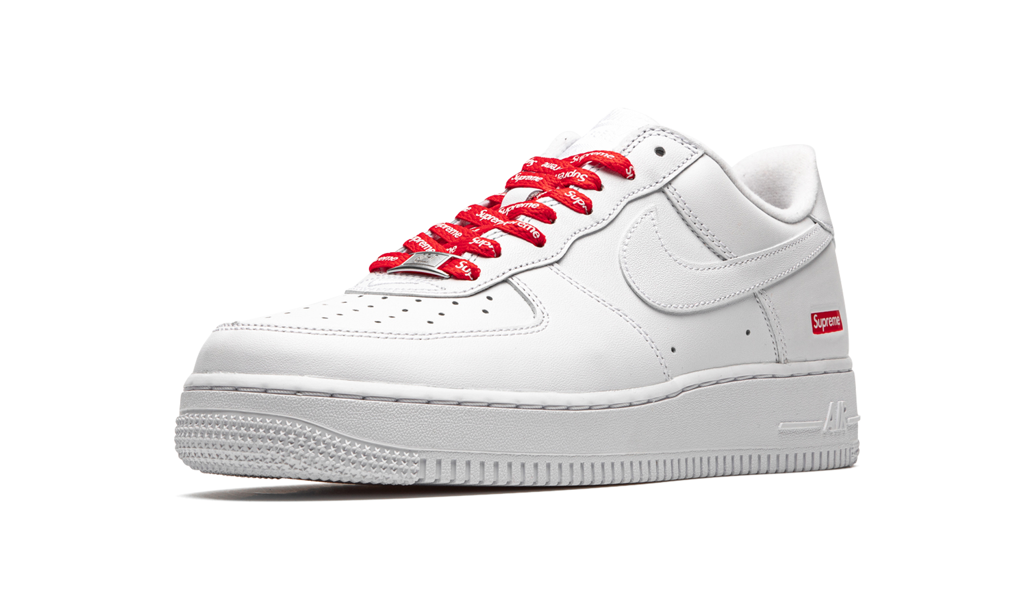 nike air force 1 low supreme white+CU9225-100+left diagnol single view