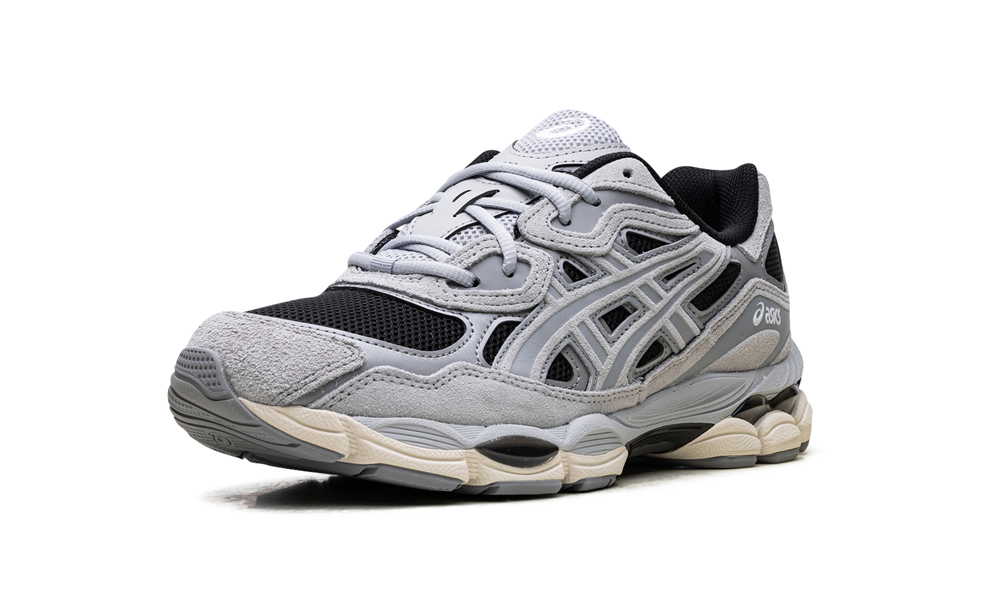 asics gel nyc black piedmont grey+1203A383-004+left diagnol single view