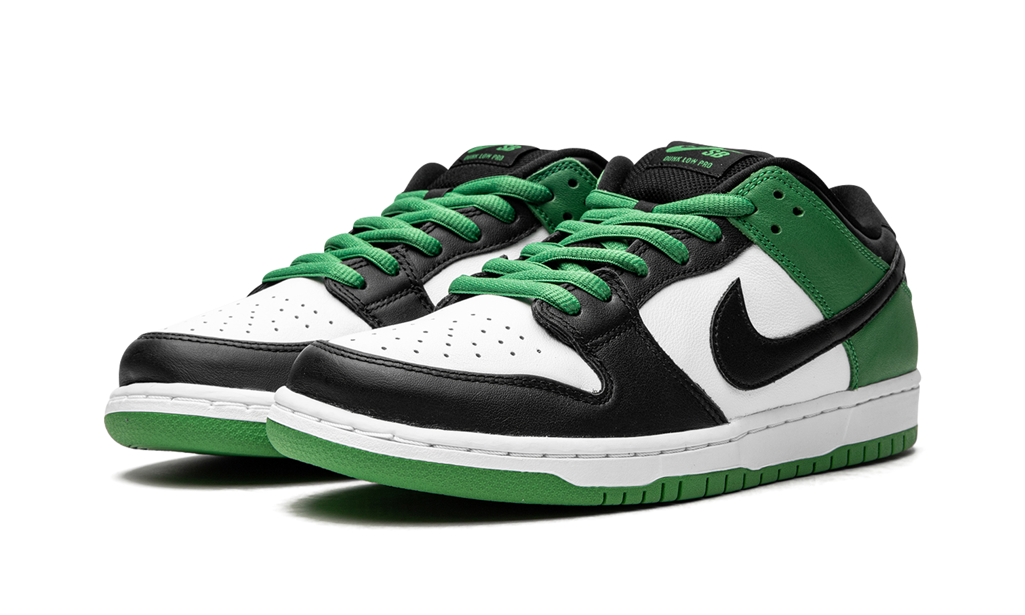 nike sb dunk low classic green+BQ6817-302+diagnol left view