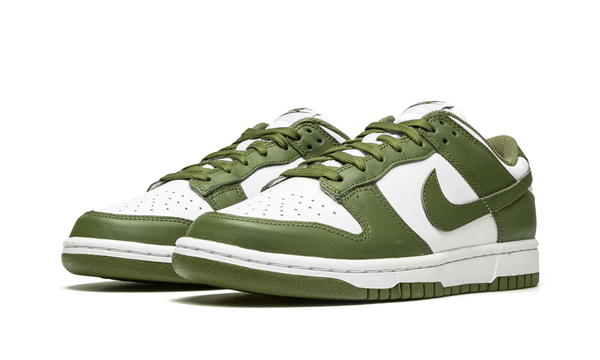 nike dunk low medium olive women s+DD1503-120+diagnol left view