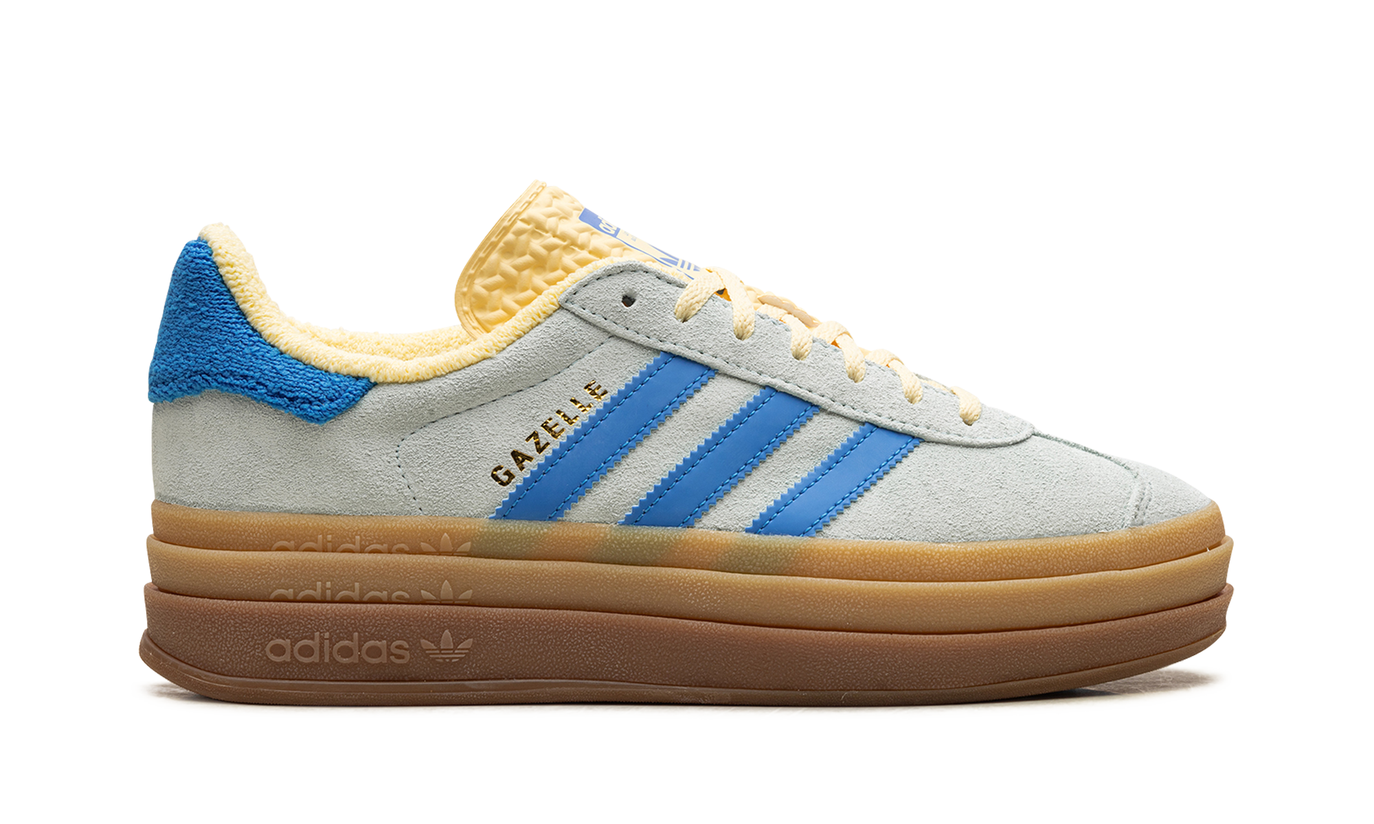 adidas gazelle bold almost blue yellow women s+IE0430+right view