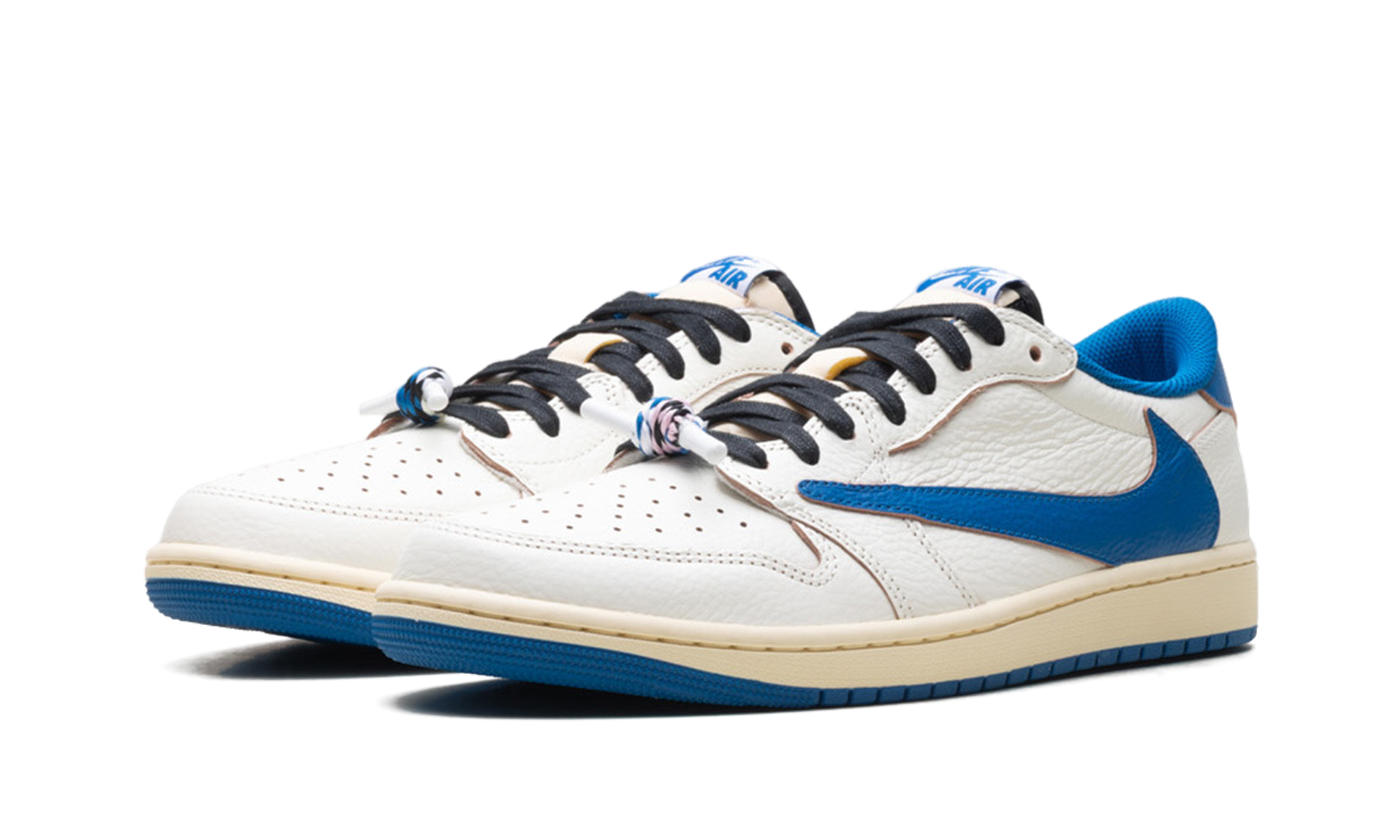 jordan 1 retro low og sp fragment x travis scott sail military blue+DM7866-104+diagnol left view