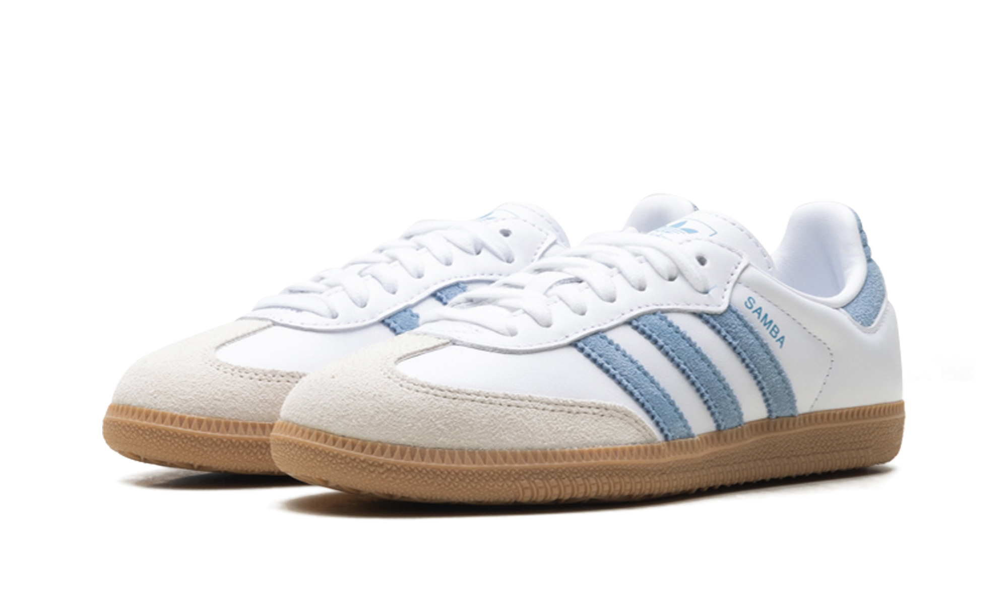 adidas samba og white alumina ash blue women s+JS1391+diagnol left view