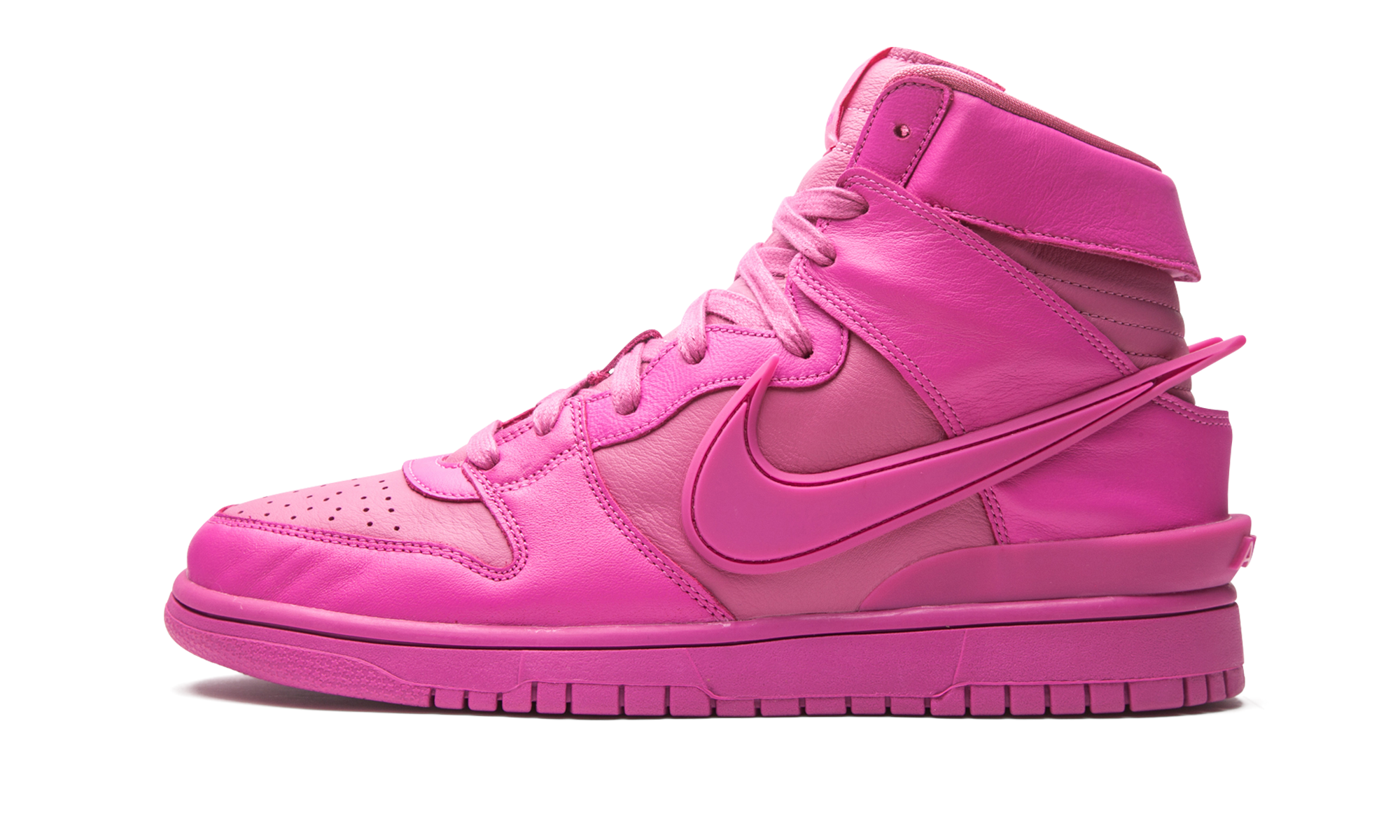 nike dunk high ambush active fuchsia+CU7544-600+diagnol right view 1