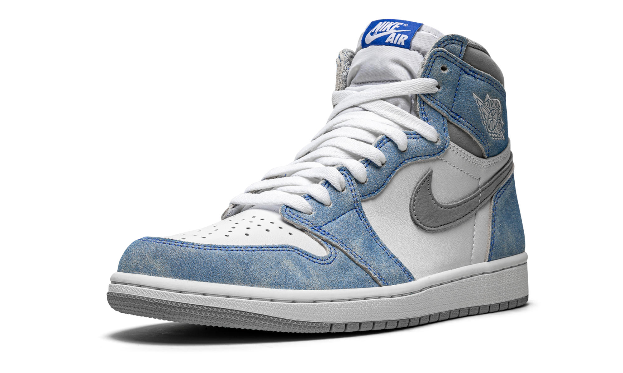 jordan 1 retro high hyper royal smoke grey+555088-402+left diagnol single view
