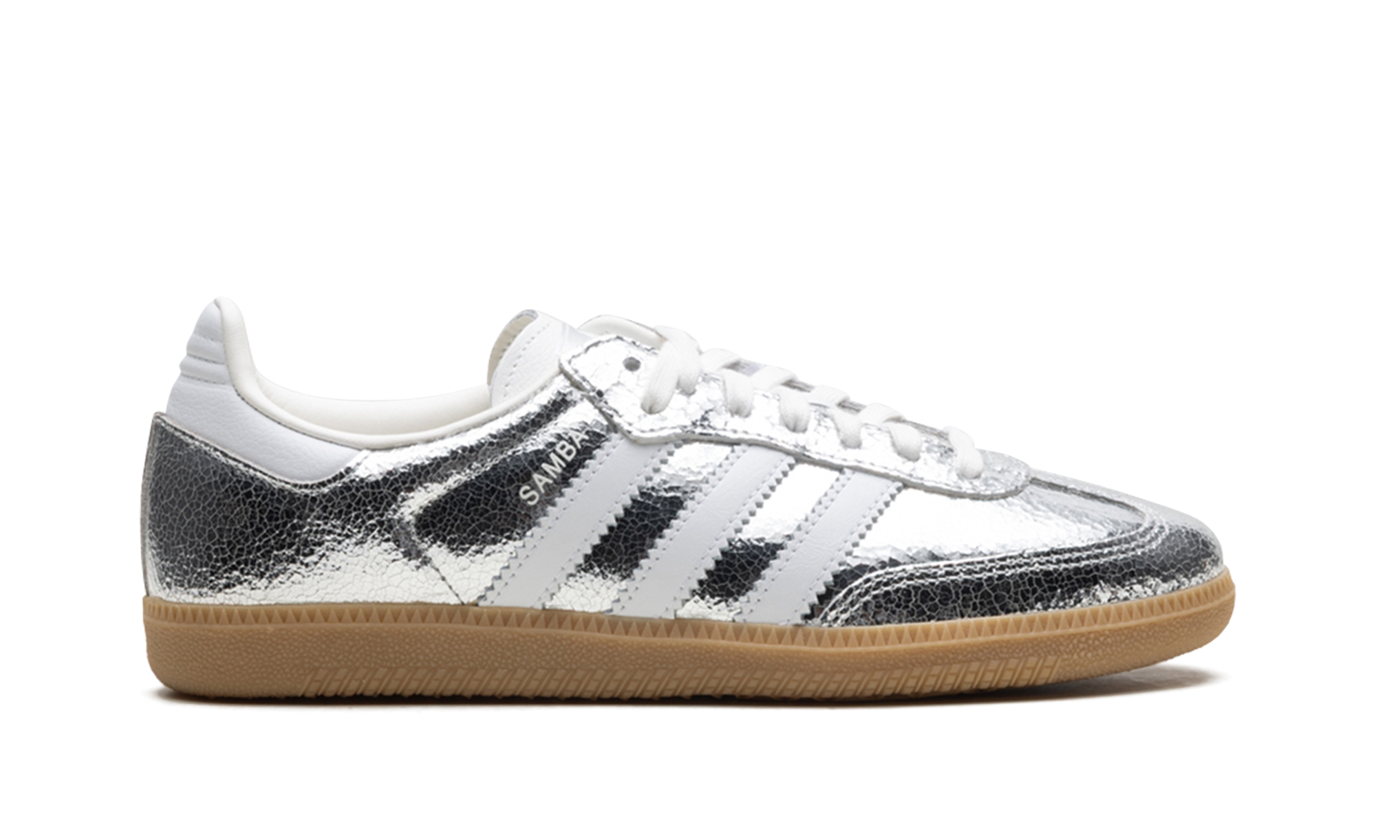 adidas samba og silver metallic cracked leather women s+JR0035+right view