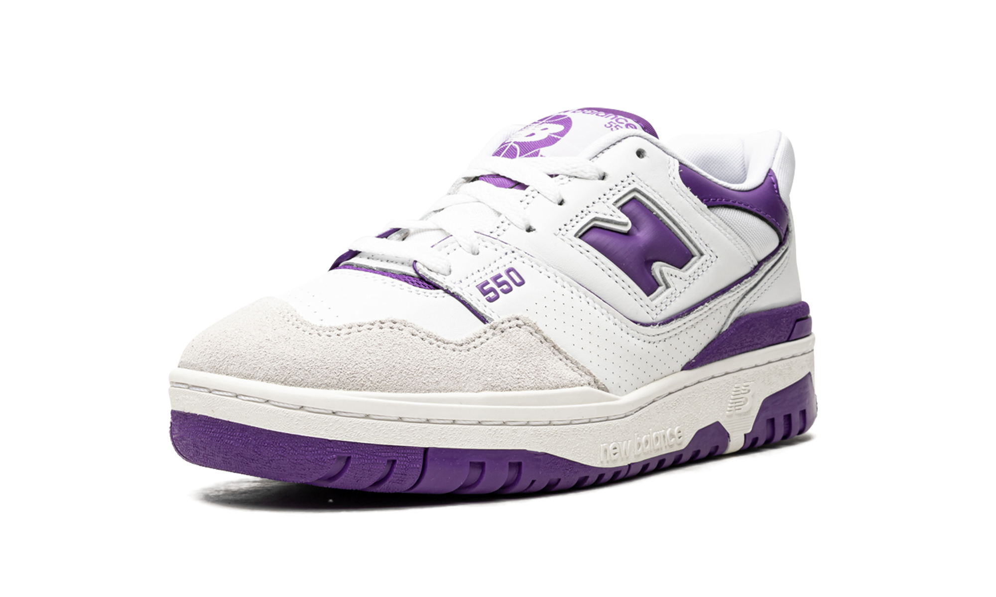 new balance 550 white purple+BB550WR1+left diagnol single view