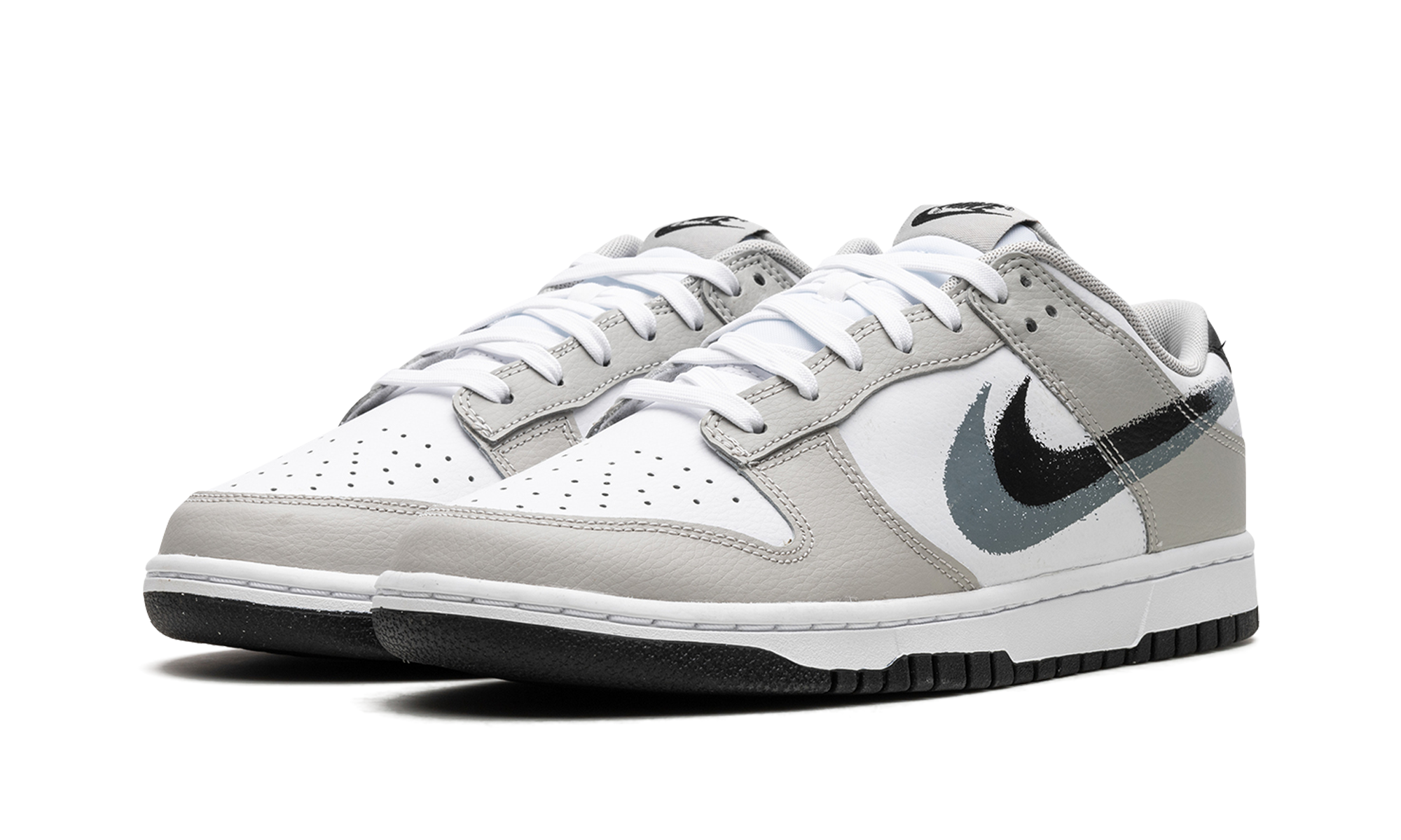 nike dunk low stencil swoosh+FD0661-100+diagnol left view