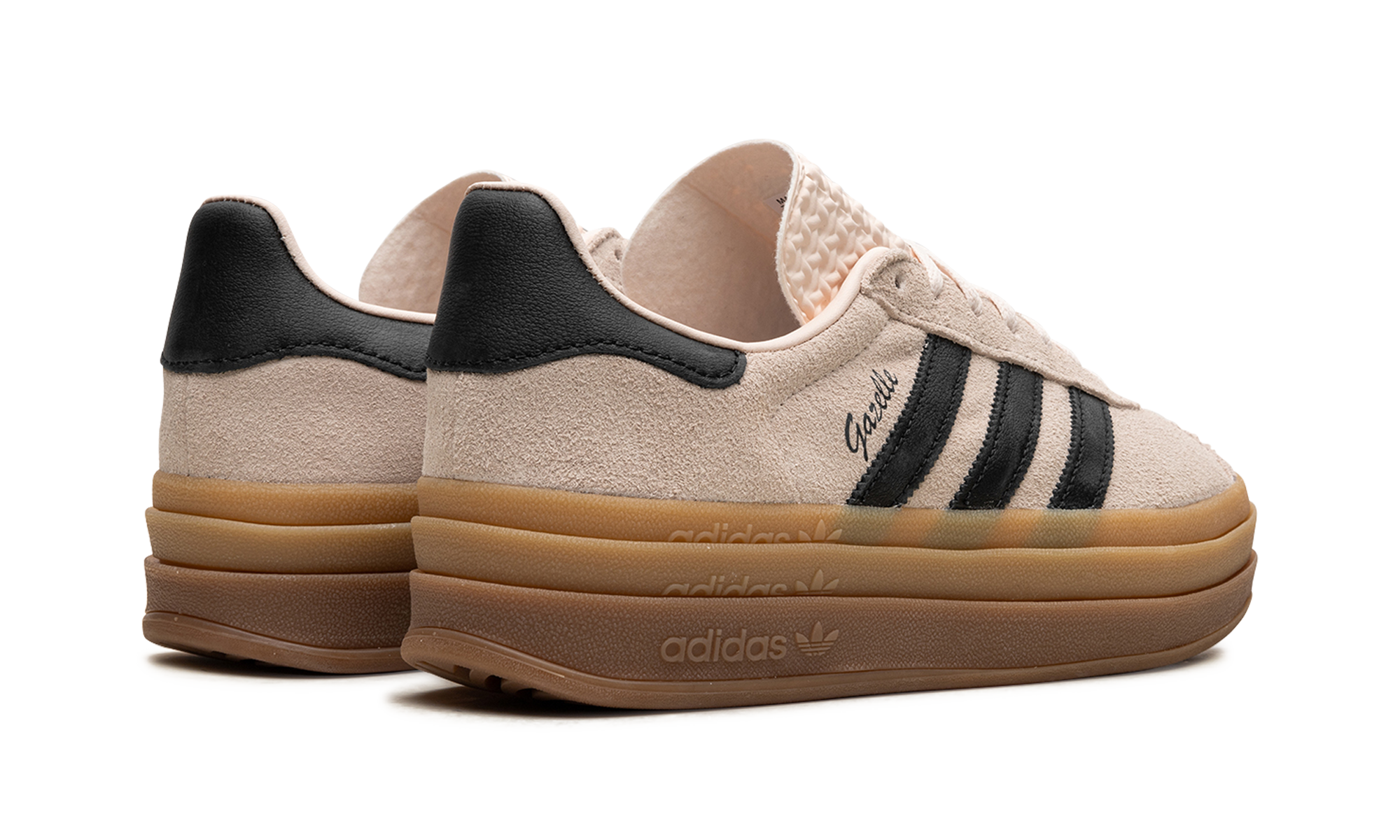 adidas gazelle bold wonder quartz black gum women s+IE0429+diagnol right behind view