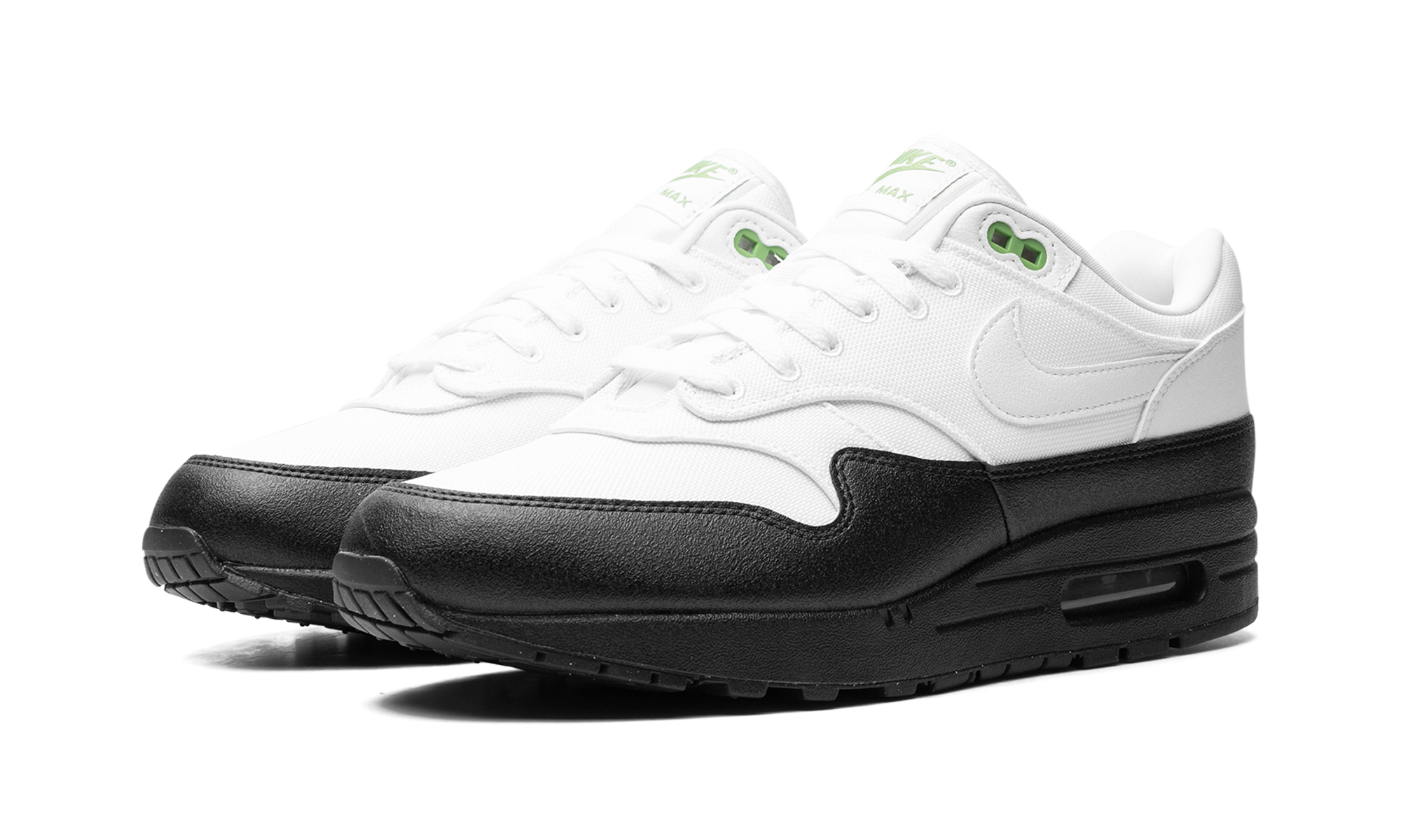 nike air max 1 white black chlorophyll+FZ5160-121+diagnol left view
