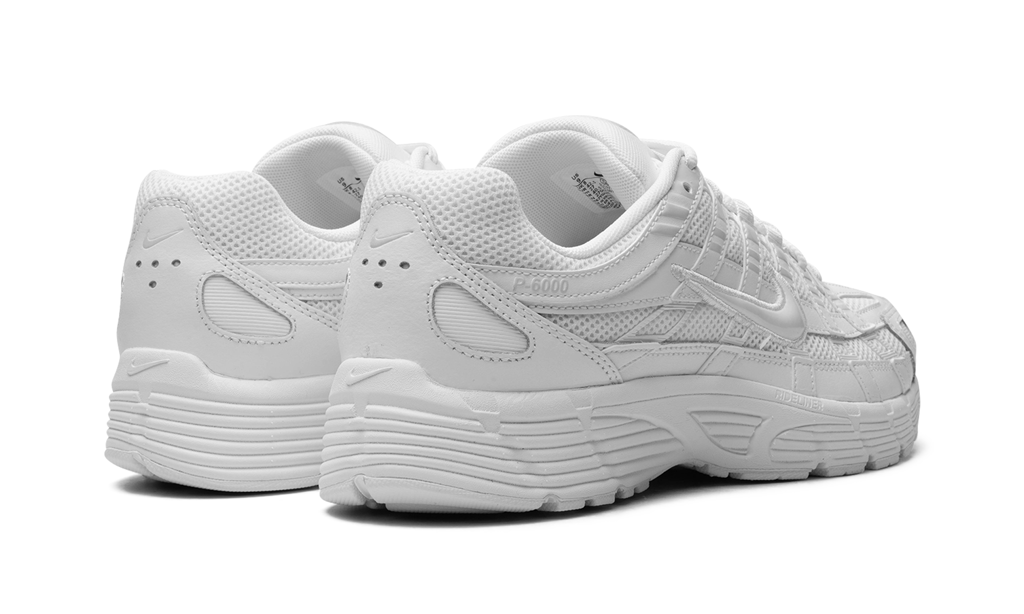 nike p 6000 triple white+CD6404-100+diagnol right behind view