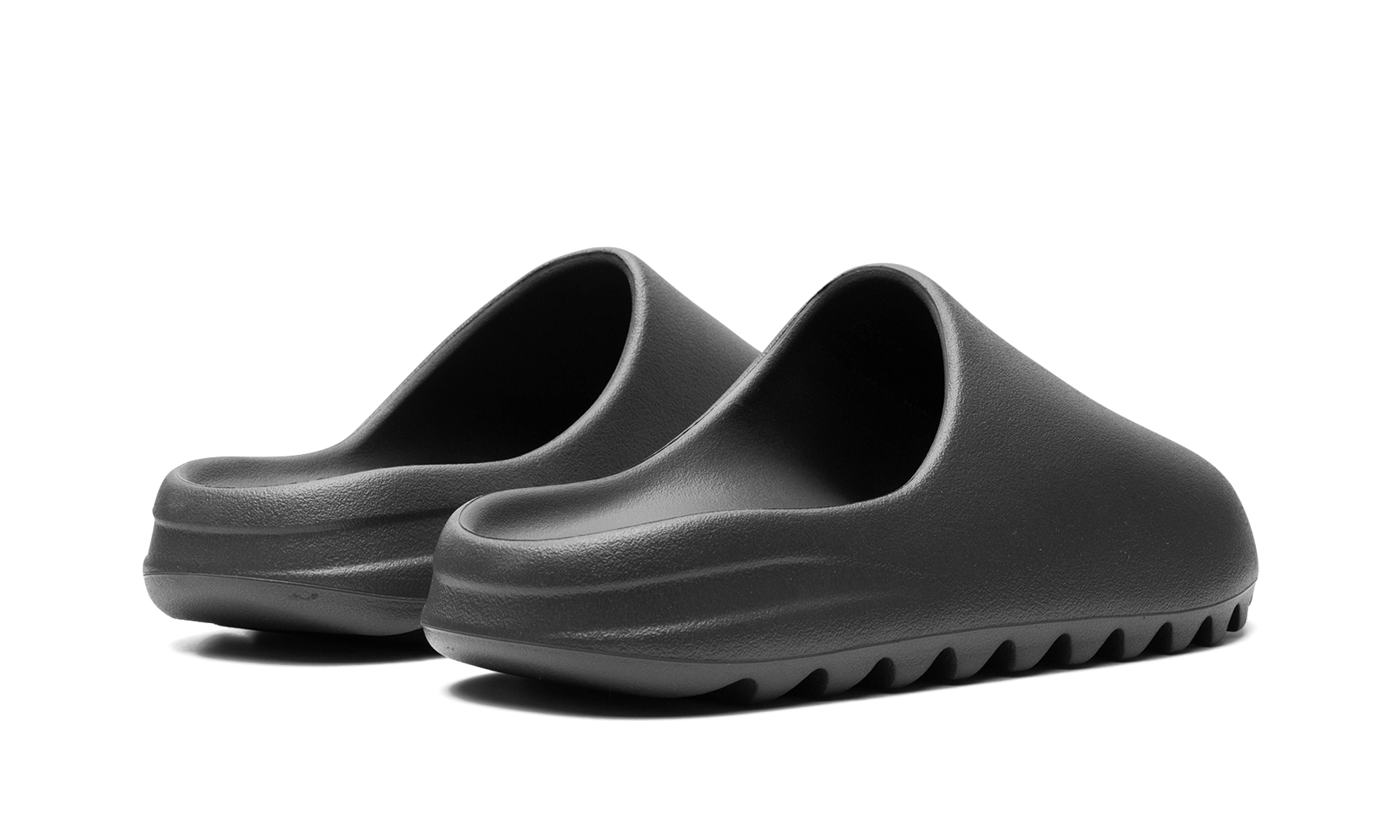 adidas yeezy slide dark onyx+ID5103+diagnol right behind view