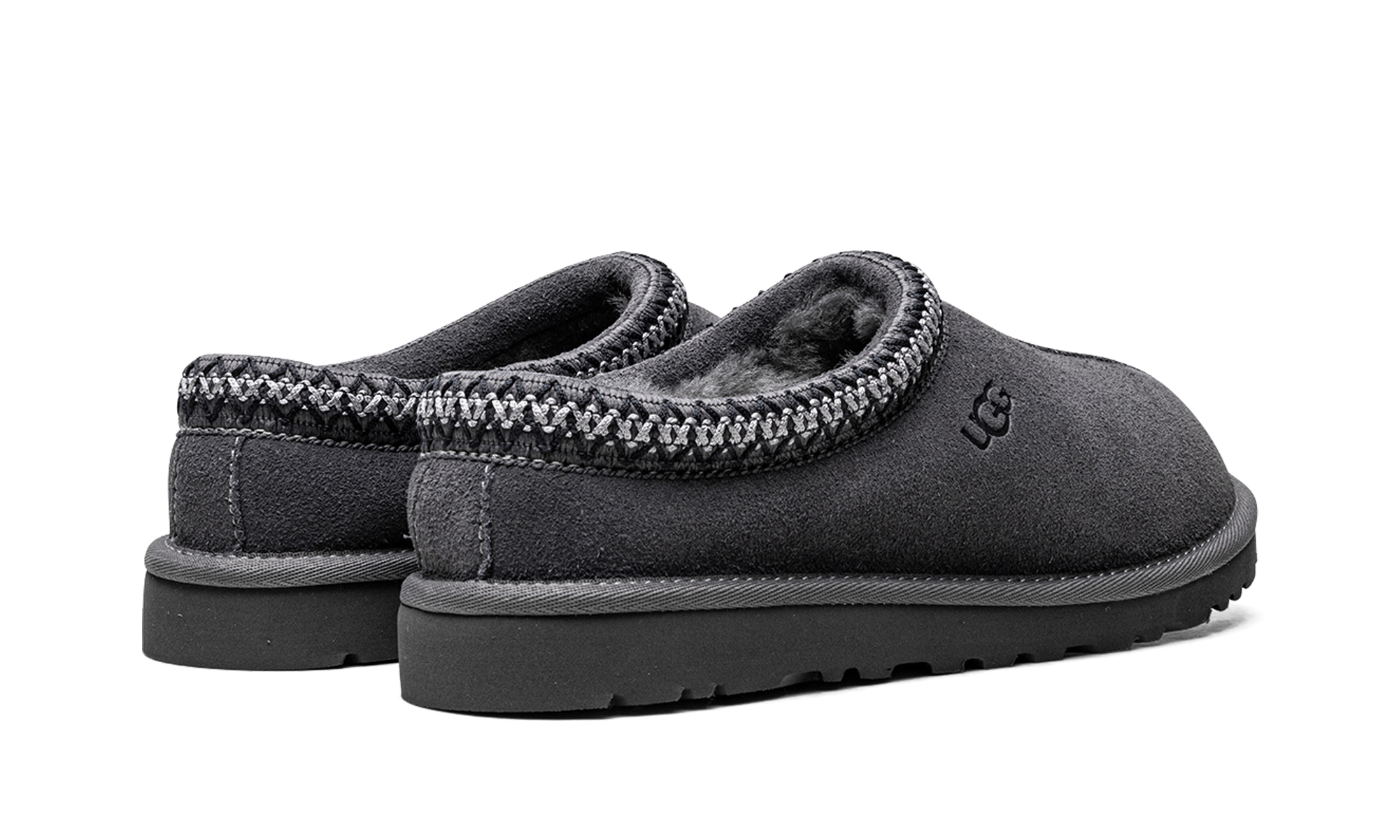 ugg tasman slipper dark grey+5950-DGRY+diagnol right behind view