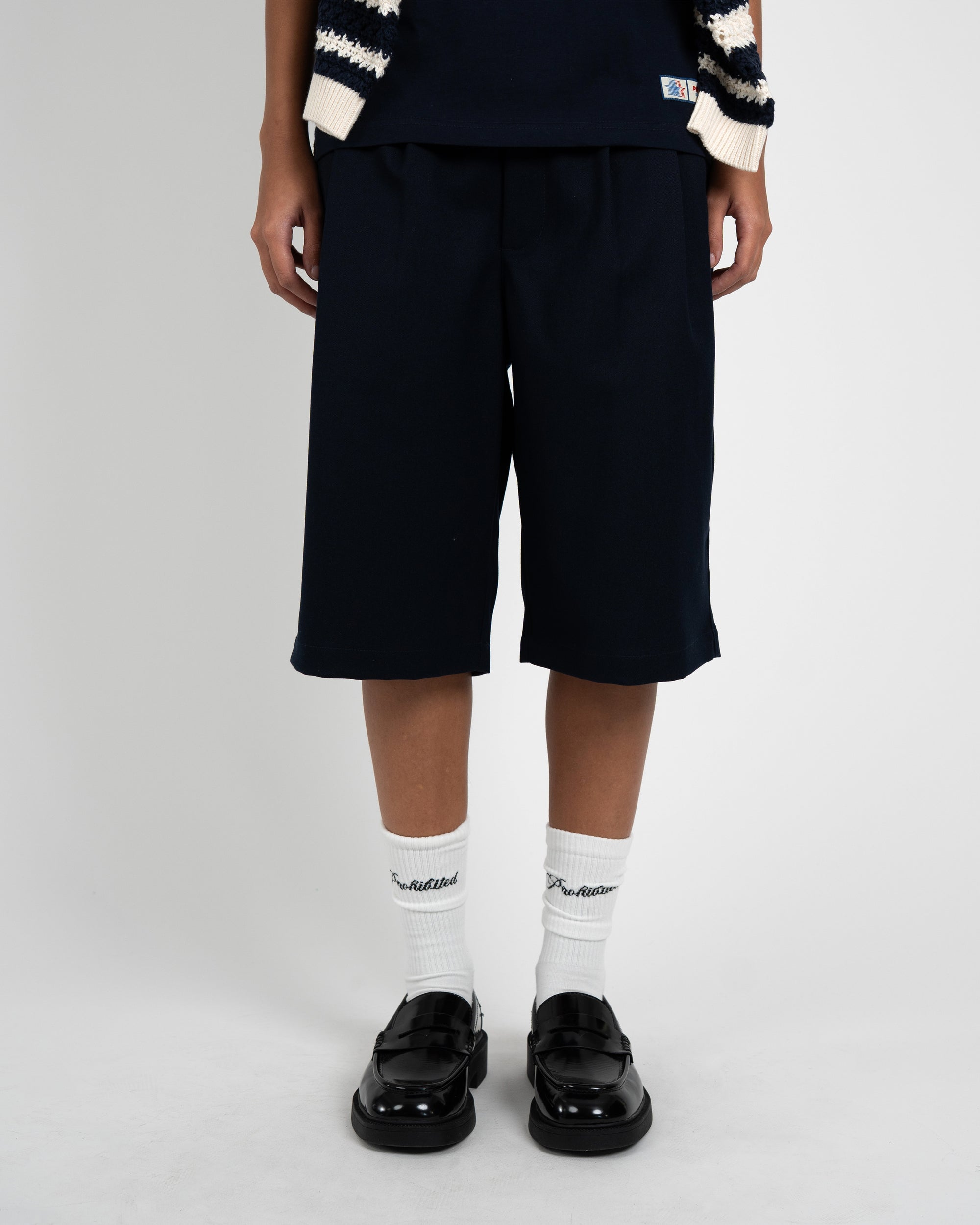 Prohibited Newport Pleated Shorts Navy