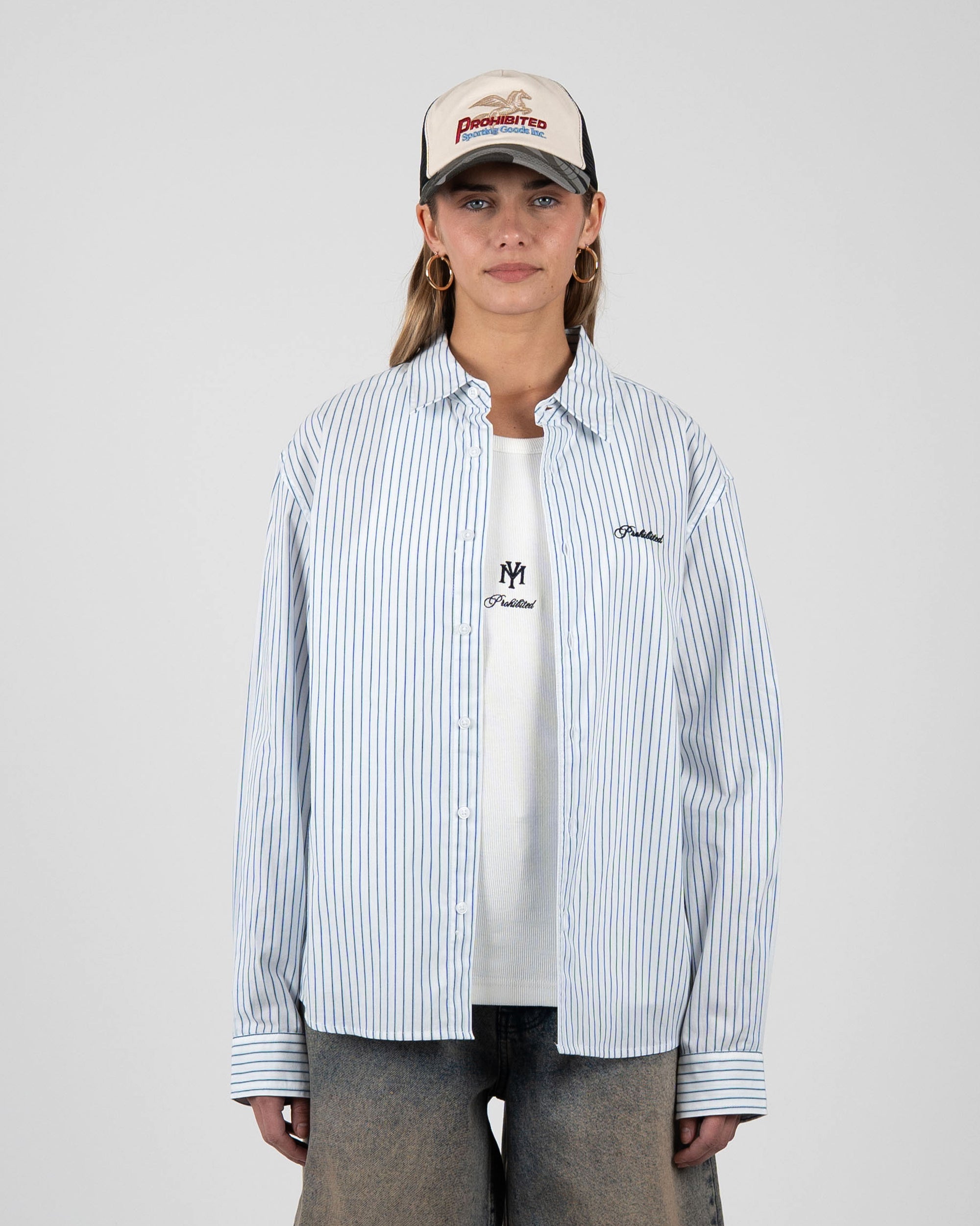 Prohibited Dugout Dress Shirt Light Blue, Lifestyle View 1, SKU 104 0108 - 0334