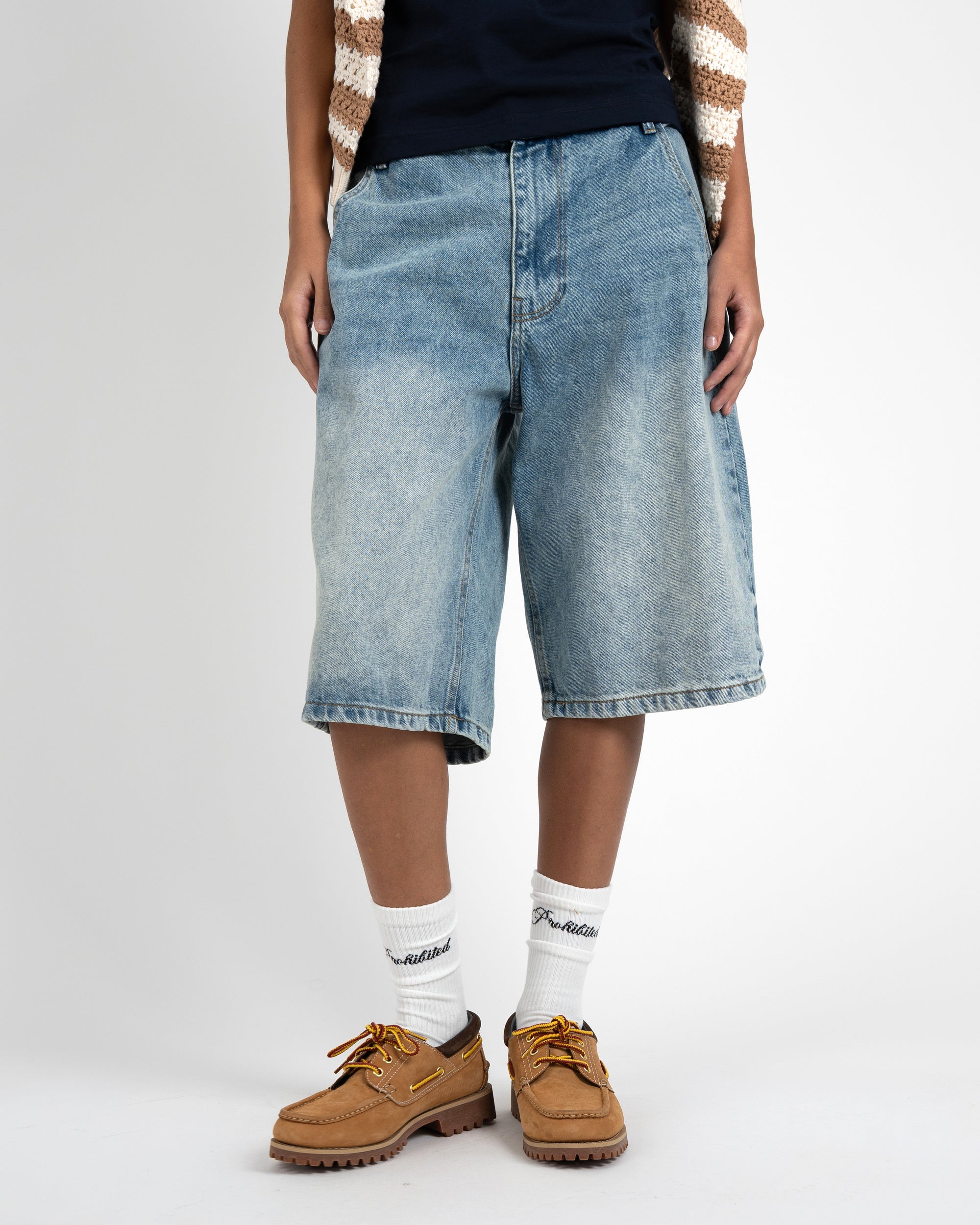 Prohibited Off Shore Jorts Light Blue