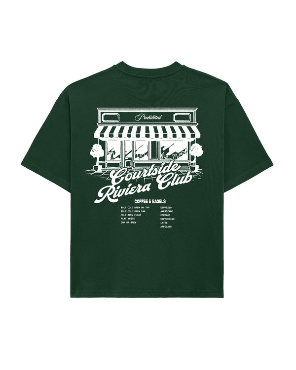 Prohibited Coffee and Bagels Tee Green