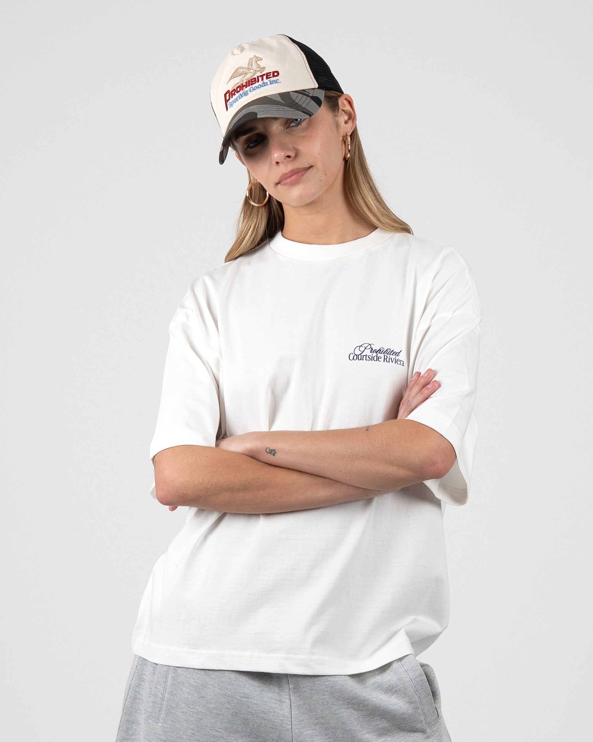 Prohibited Riviera Hotel Tee Off-White