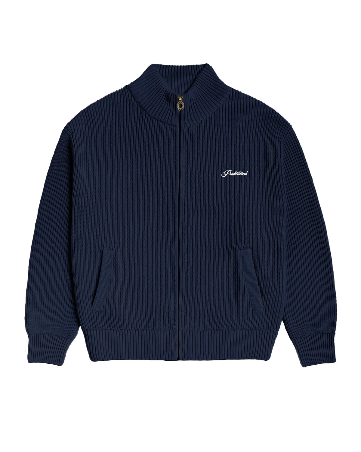 Prohibited Campus Knit Jacket Navy – voorkant productfoto