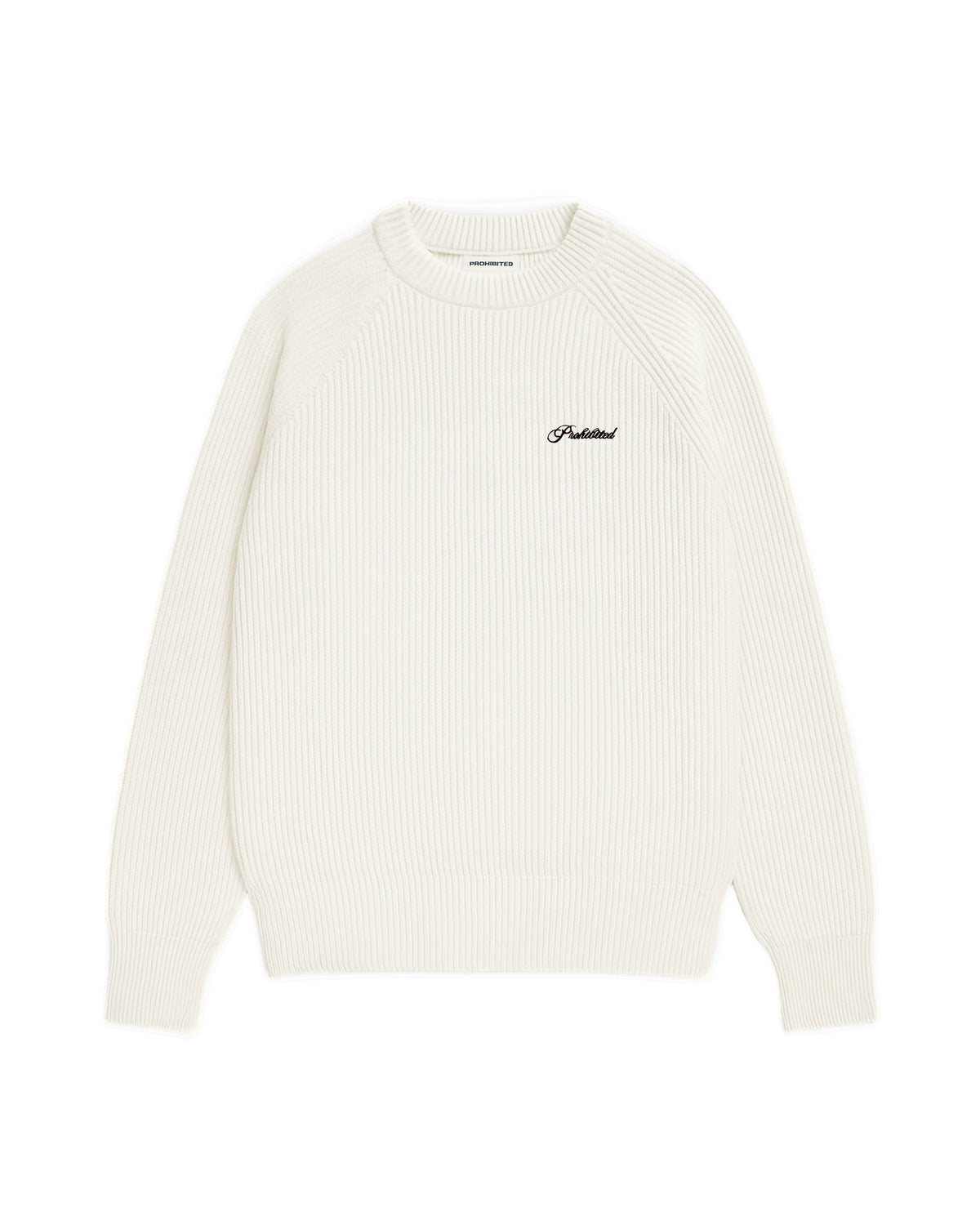 Prohibited Campus Knit Sweater Cream – voorkant productfoto