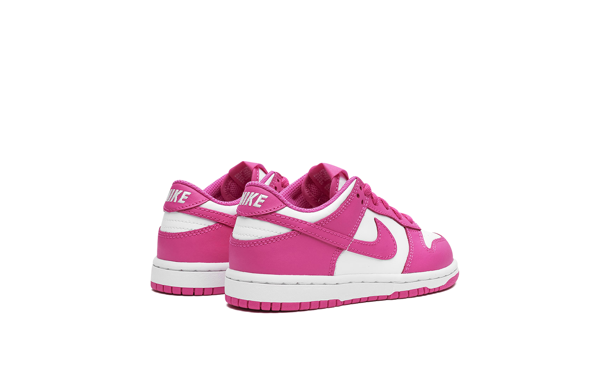 nike dunk low active fuchsia ps+FJ0705-100+diagnol right behind view