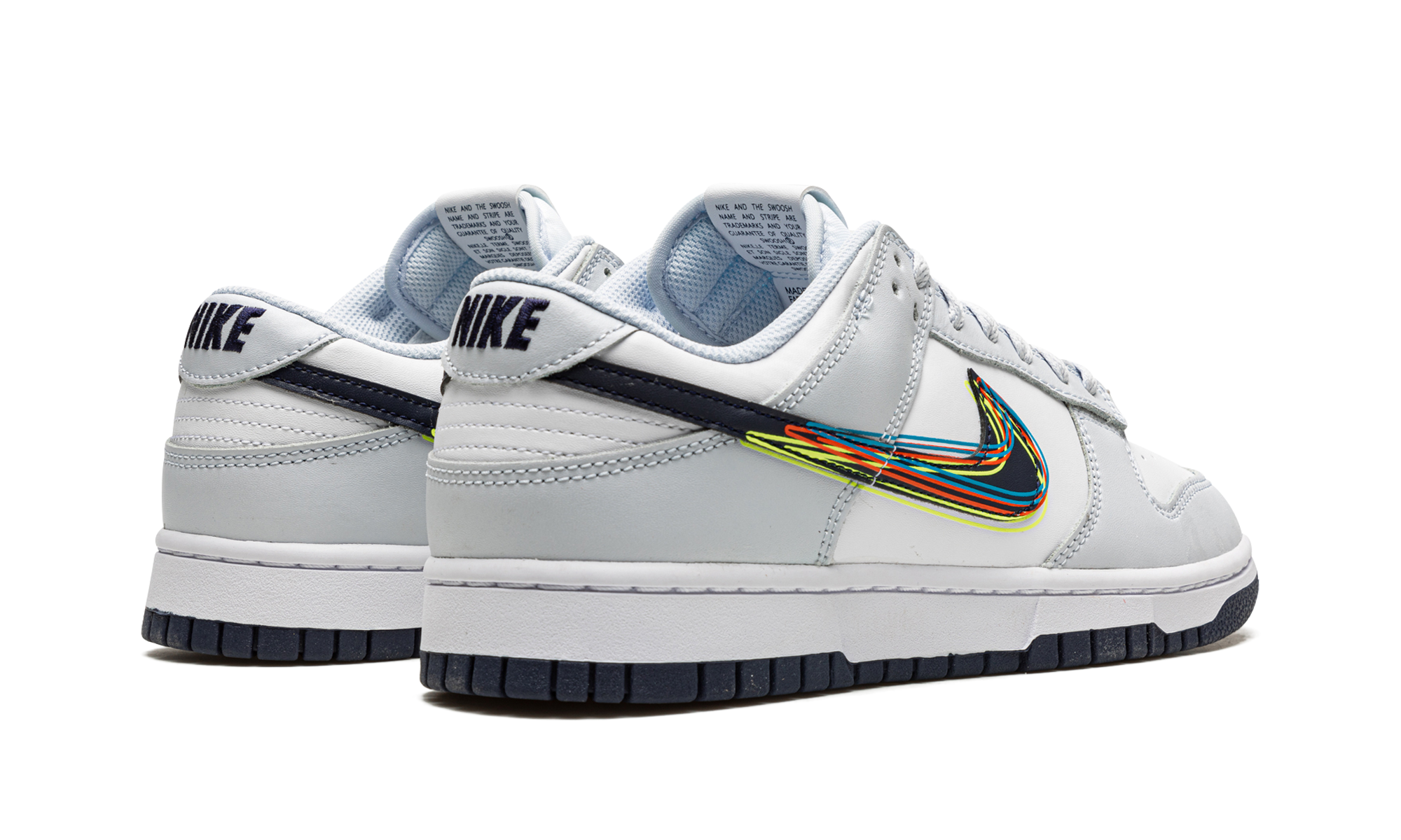 nike dunk low 3d swoosh+DV6482-100+diagnol right behind view