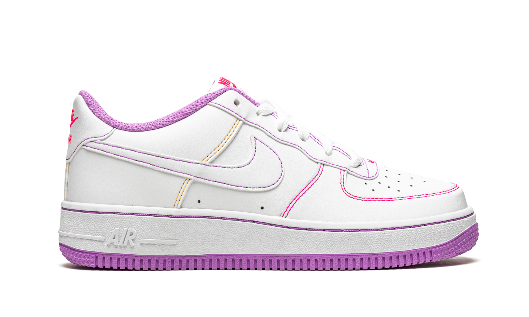 nike air force 1 low contrast stitch fuchsia glow gs+CW1575-110+right view