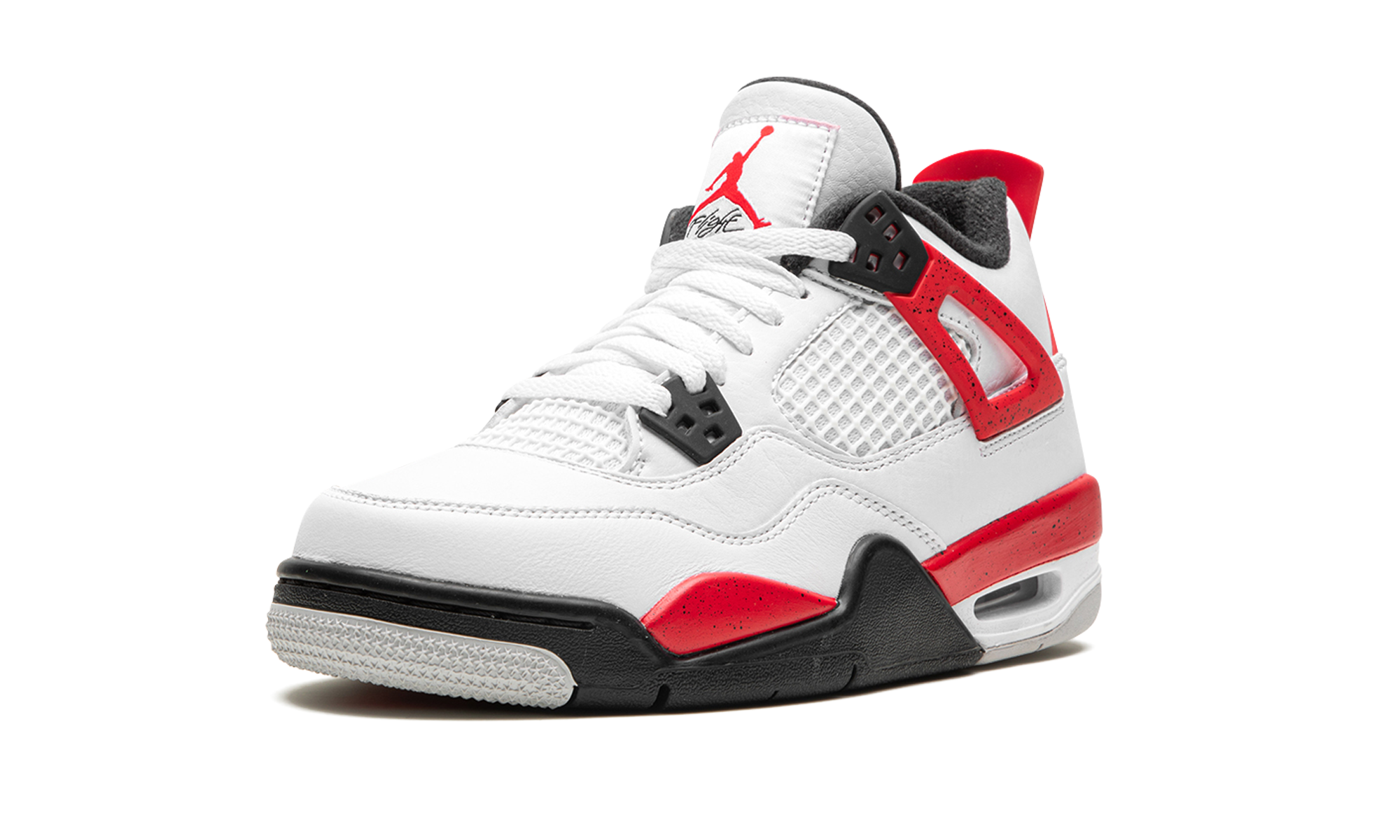 jordan 4 retro red cement gs+408452-161+left diagnol single view