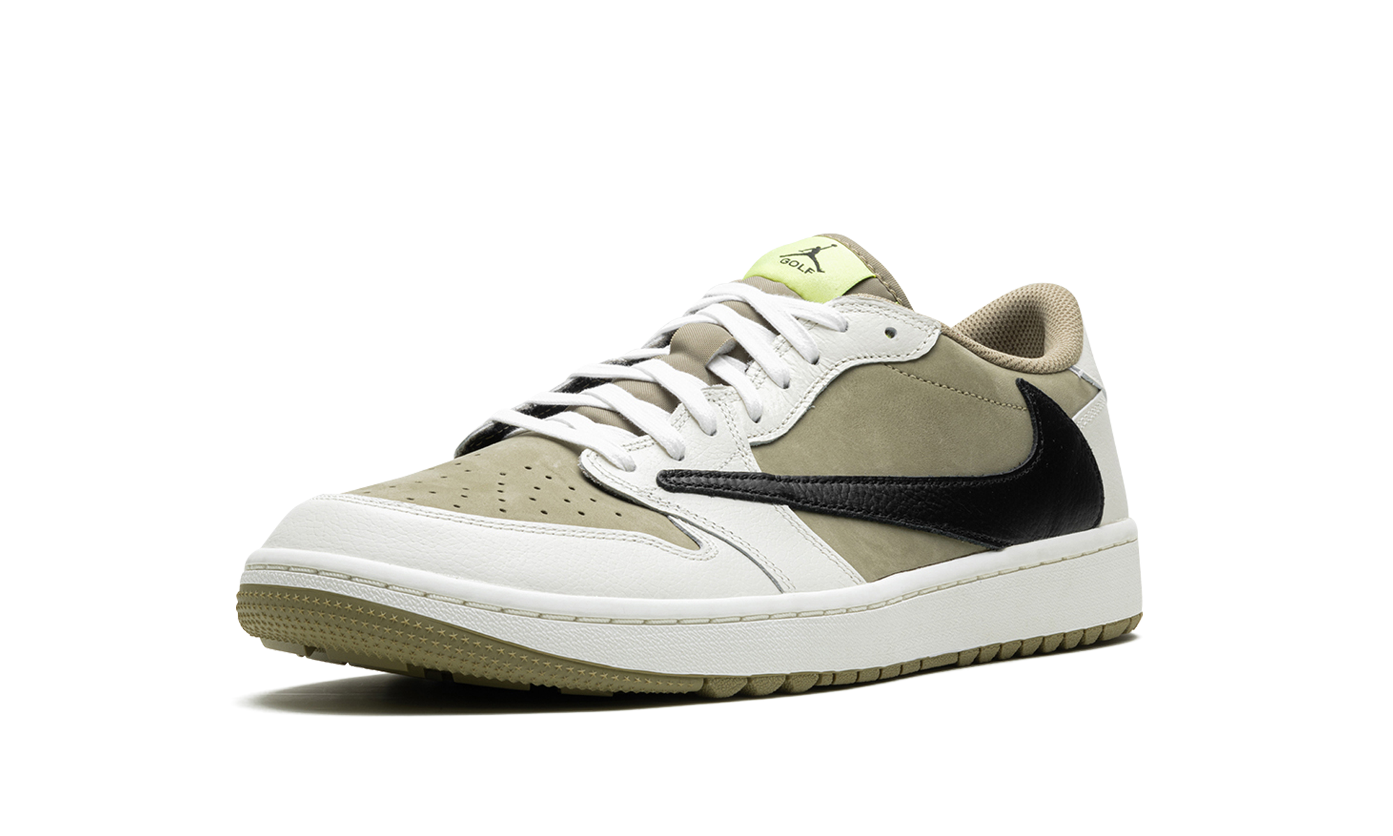 jordan 1 retro low golf travis scott neutral olive+FZ3124-200+left diagnol single view