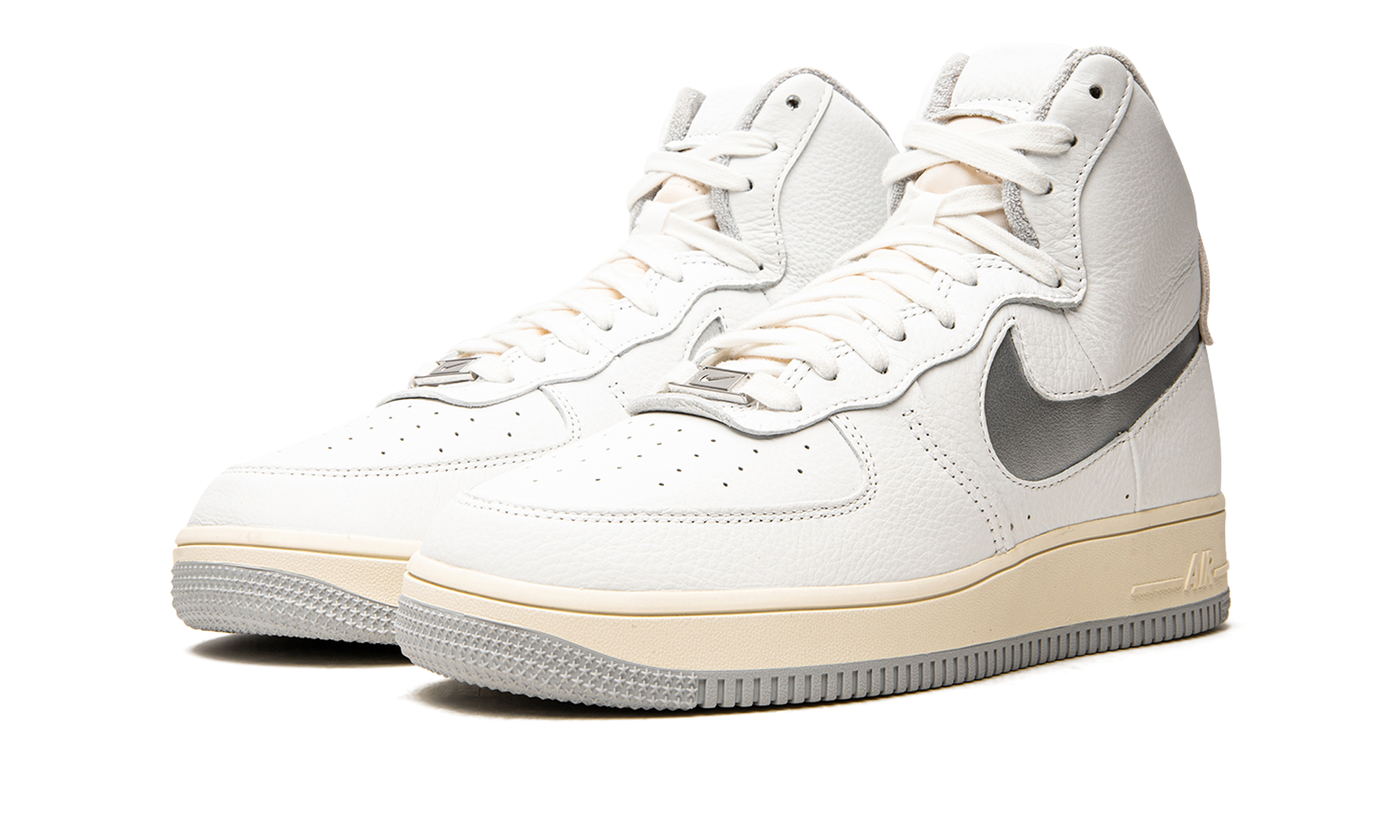 nike air force 1 high sculpt white silver women s+DC3590-101+diagnol left view