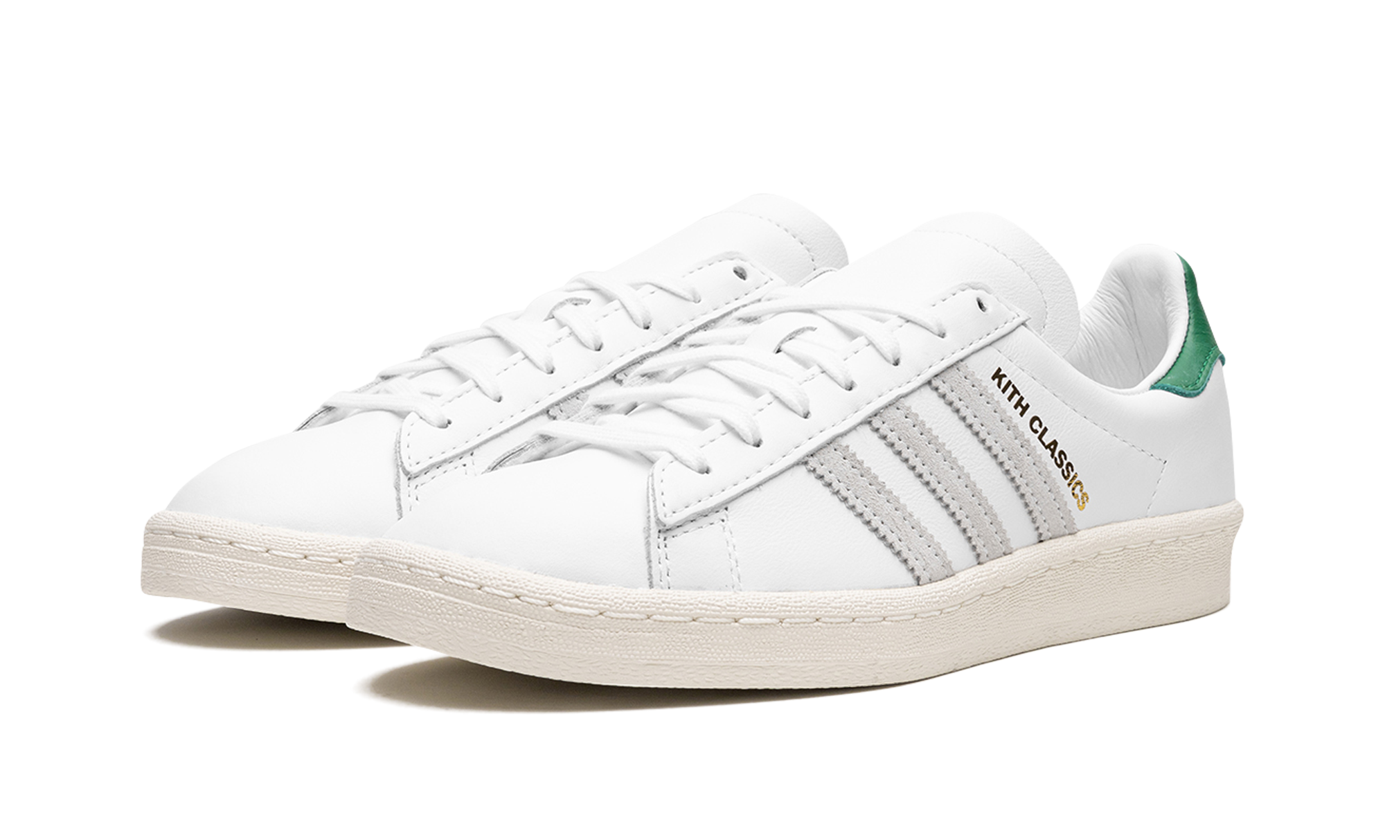 adidas campus 80s kith classics white green+FY3518+diagnol left view