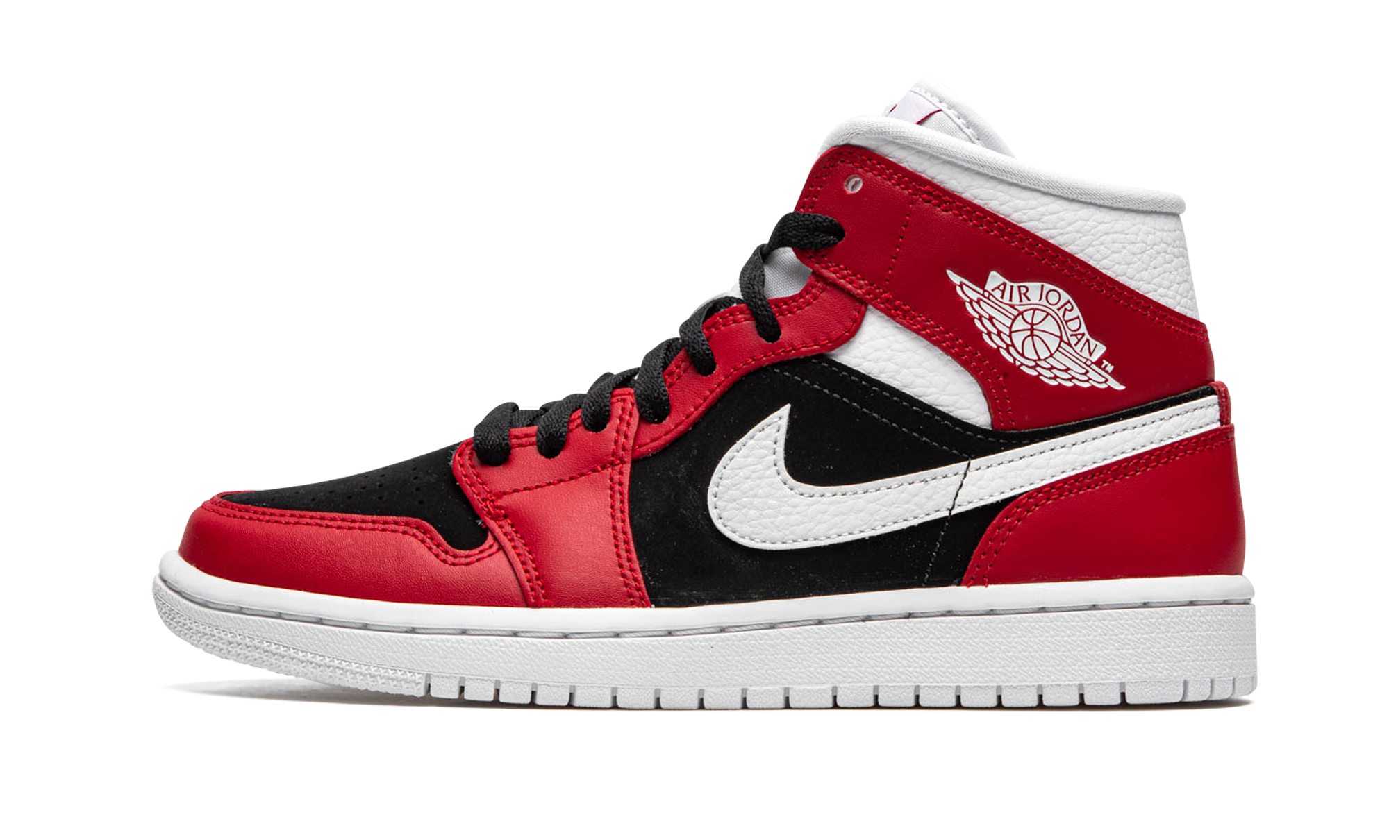 jordan 1 mid gym red black women s+BQ6472-601+diagnol right view 1