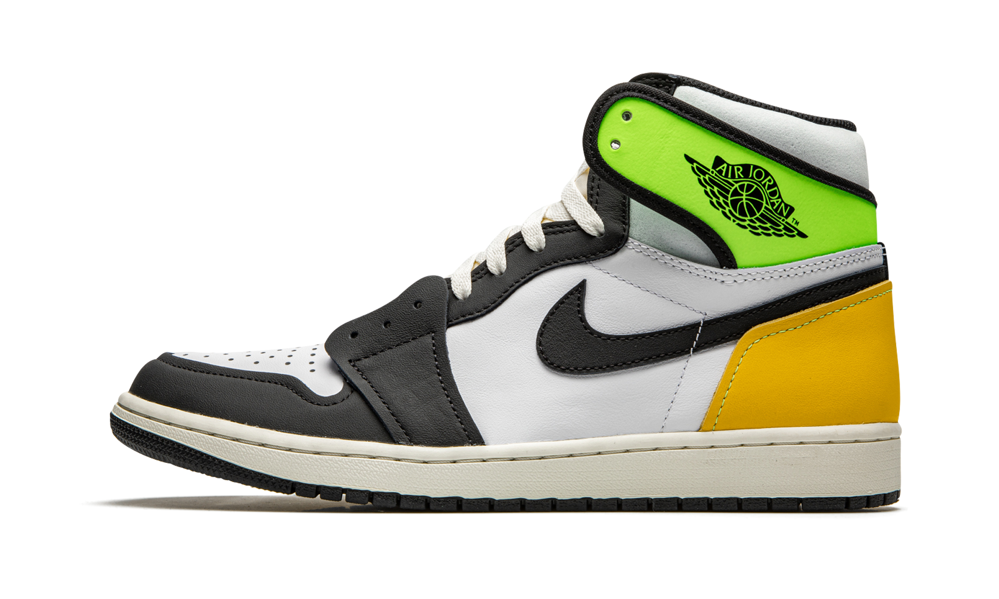 jordan 1 retro high white black volt university gold+555088-118+diagnol right view 1