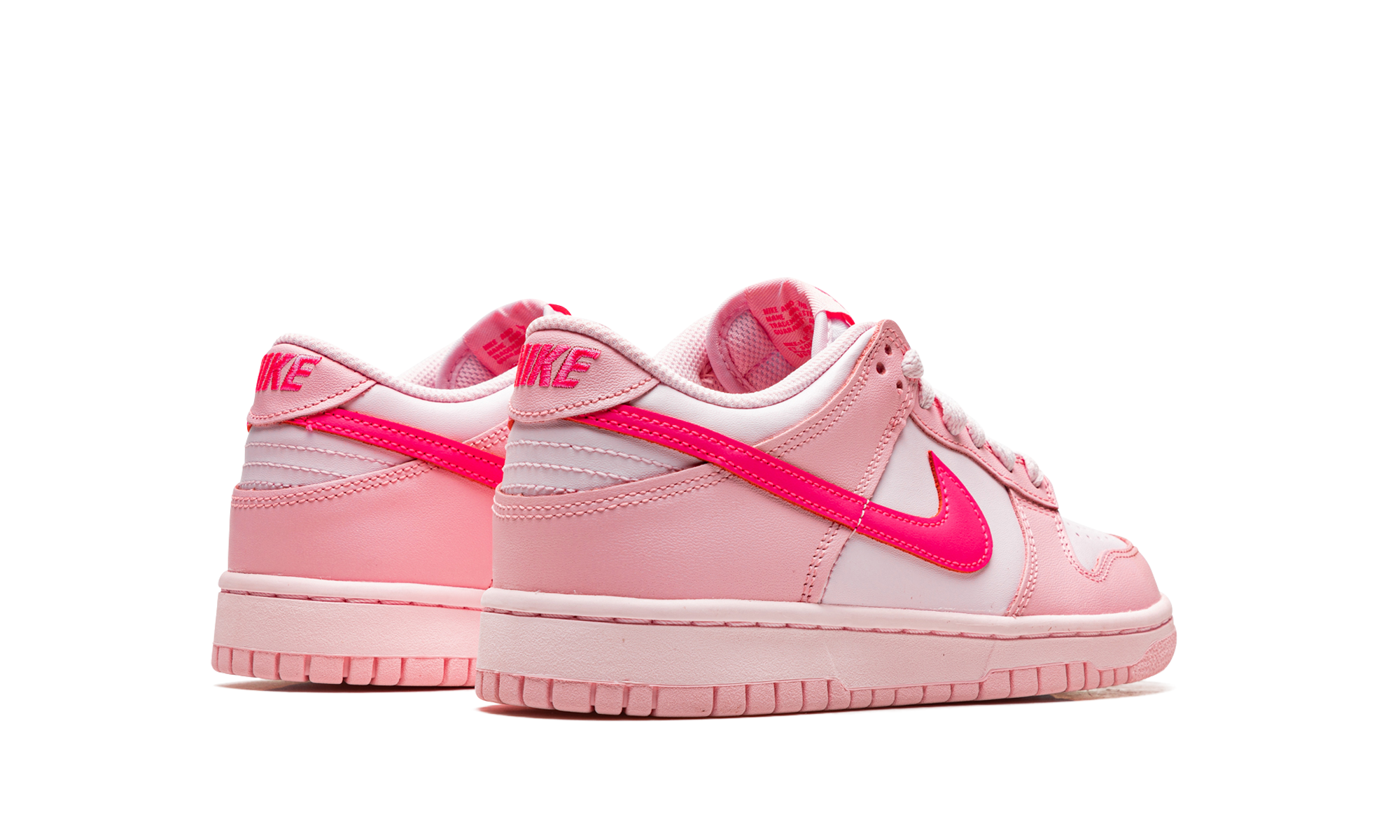 nike dunk low triple pink gs+DH9765-600+diagnol right behind view