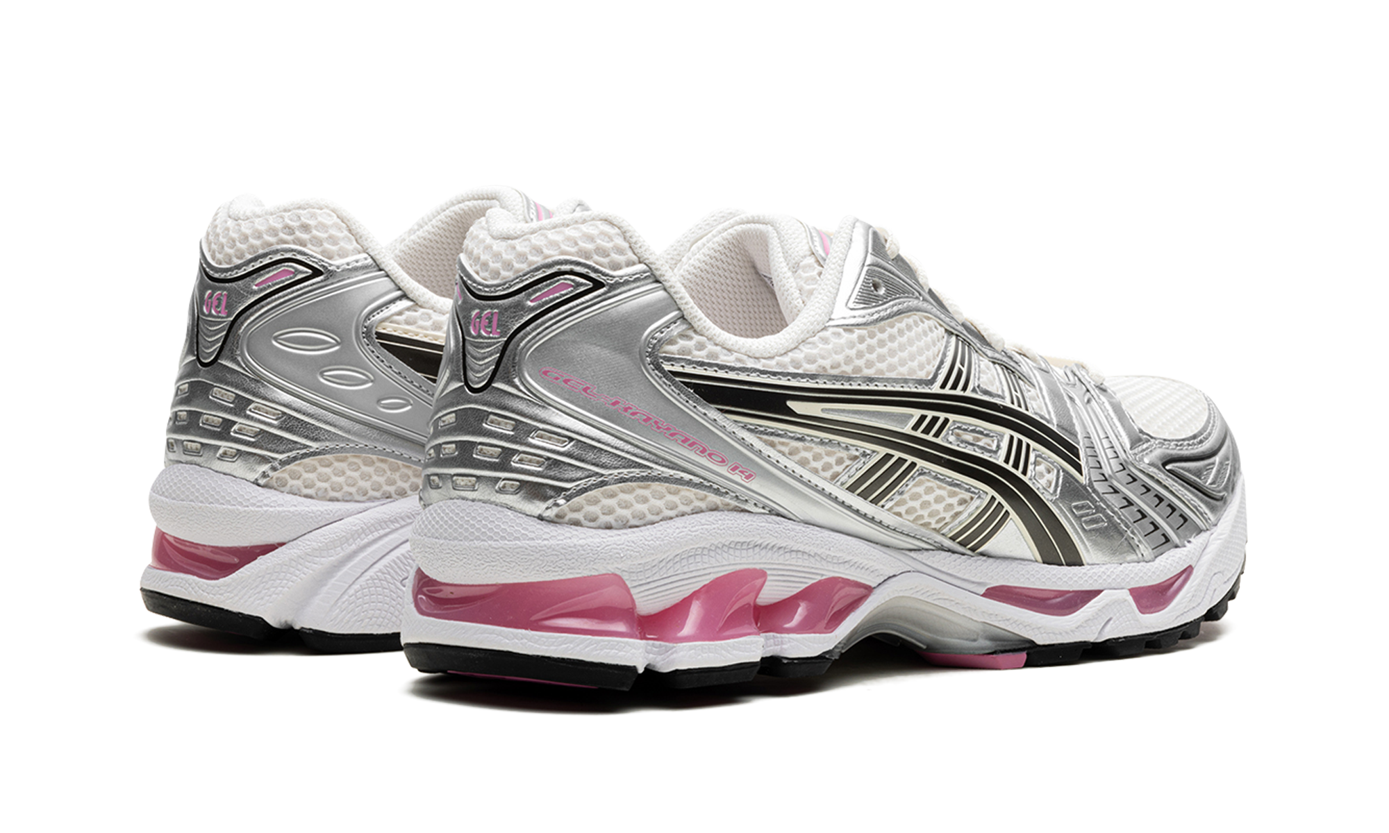 asics gel kayano 14 cream sweet pink+1203A537-103+diagnol right behind view