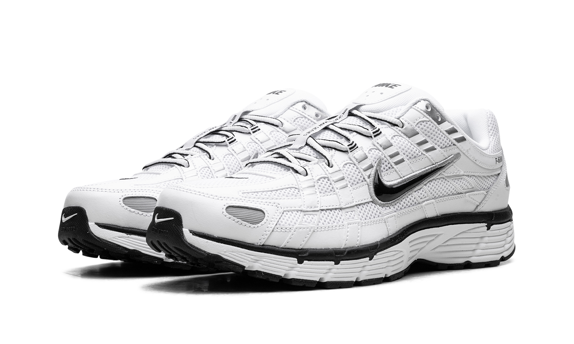 nike p 6000 white metallic silver black+CD6404-107+diagnol left view