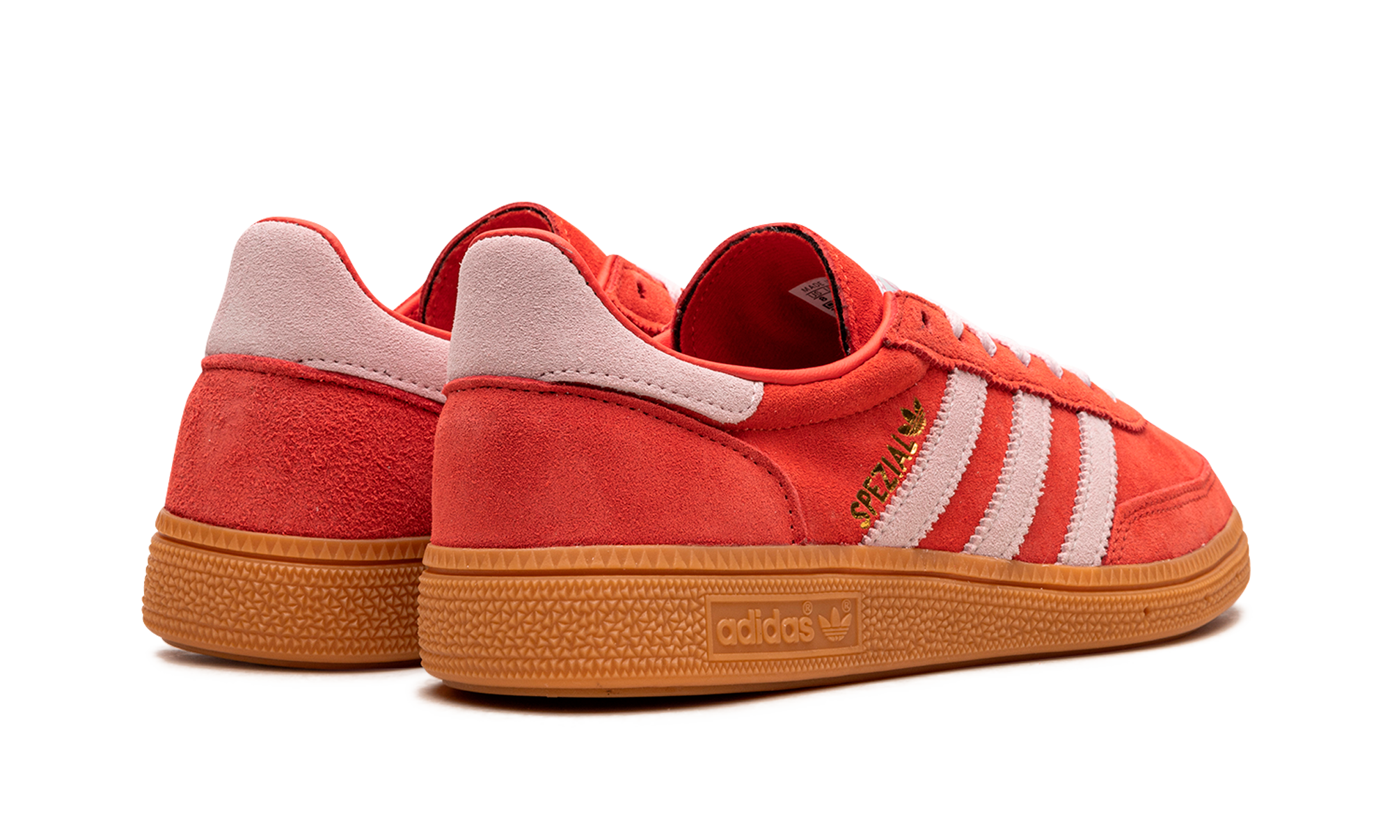 adidas handball spezial bright red clear pink women s+IE5894+diagnol right behind view