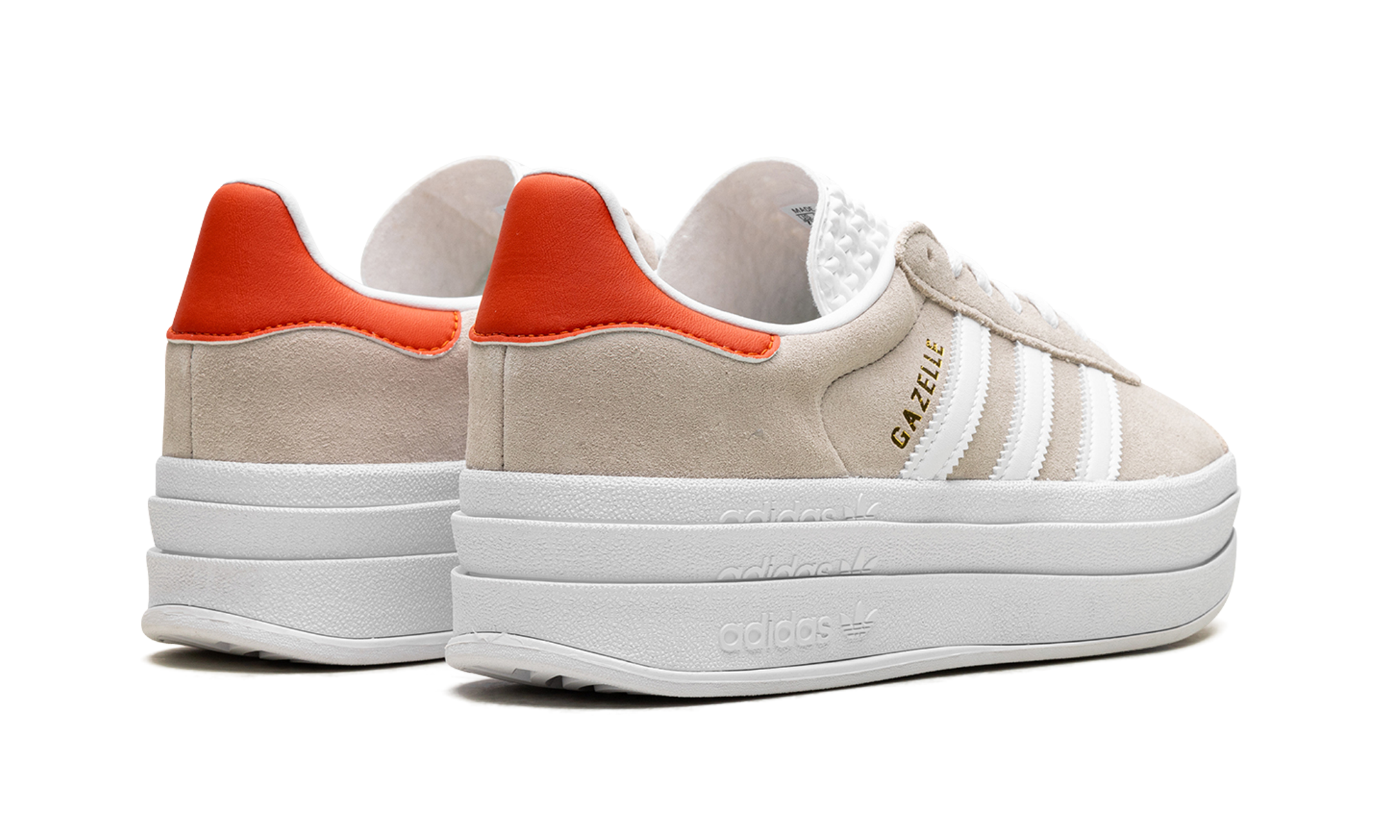 adidas gazelle bold wonder beige collegiate orange womens+IG8671+diagnol right behind view