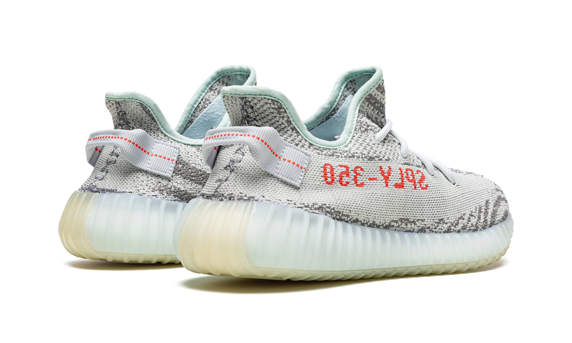 adidas yeezy boost 350 v2 blue tint+B37571+diagnol right behind view