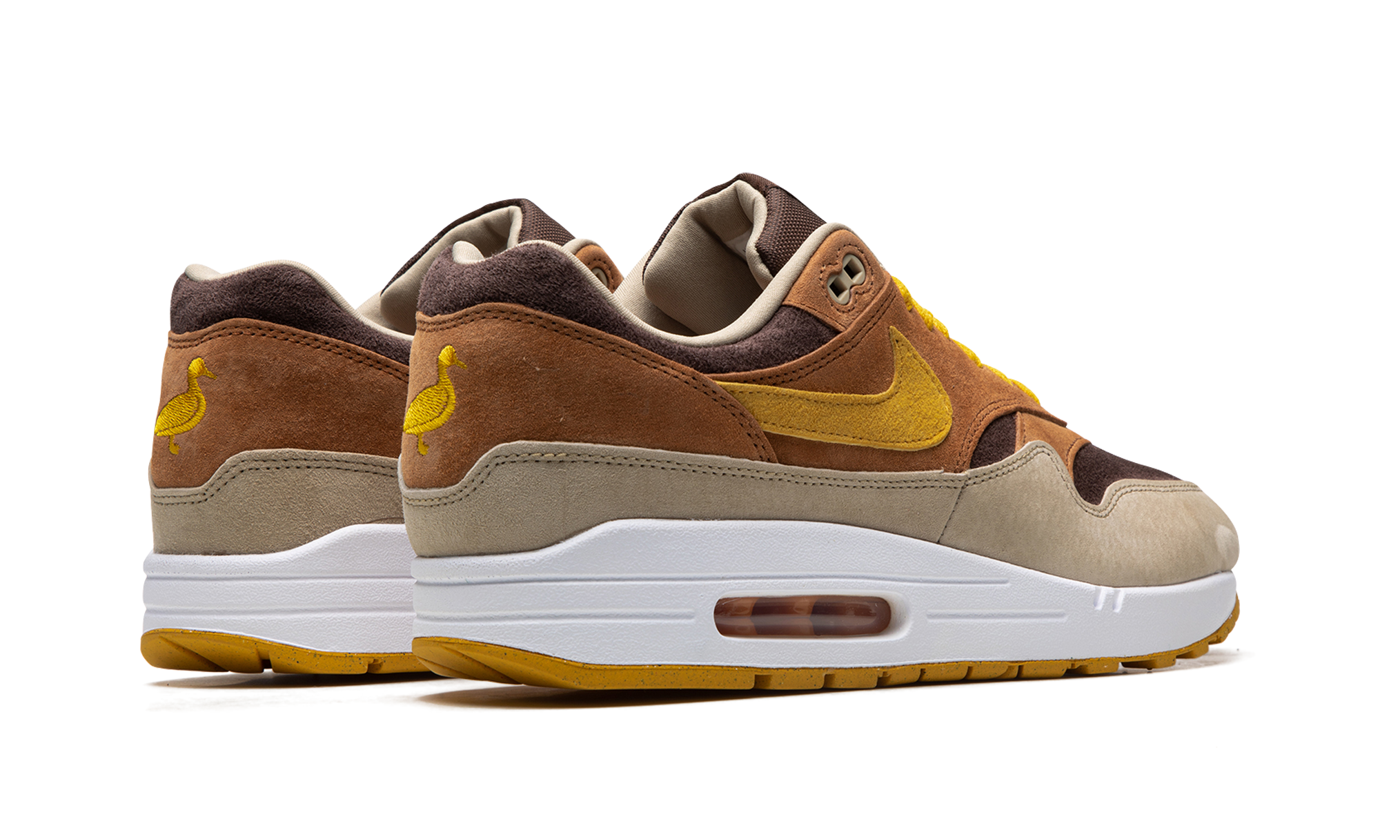 nike air max 1 prm duck pecan yellow ochre+DZ0482-200+diagnol right behind view