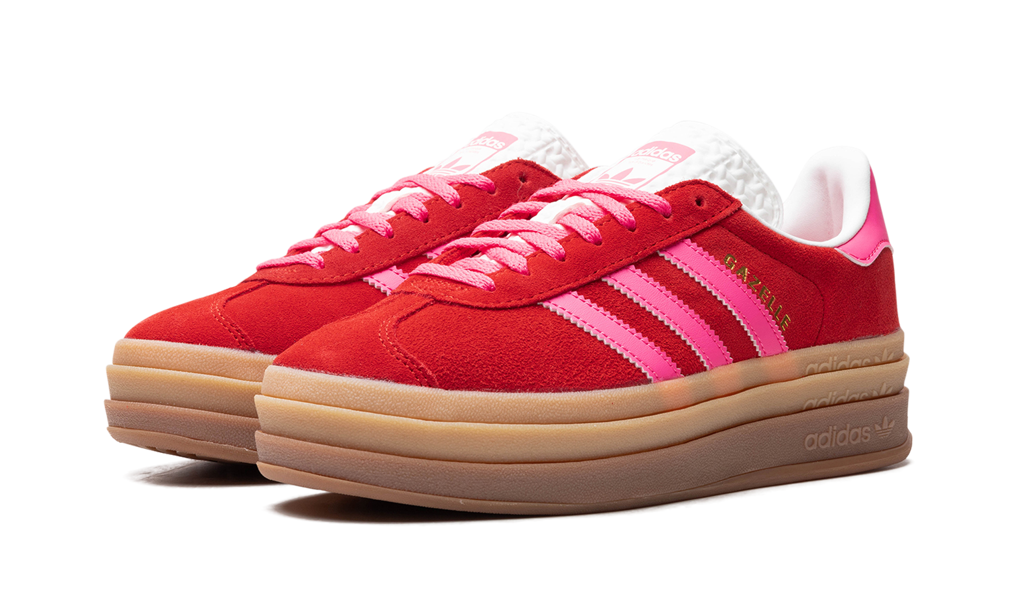 adidas gazelle bold collegiate red lucid pink women s+IH7496+diagnol left view